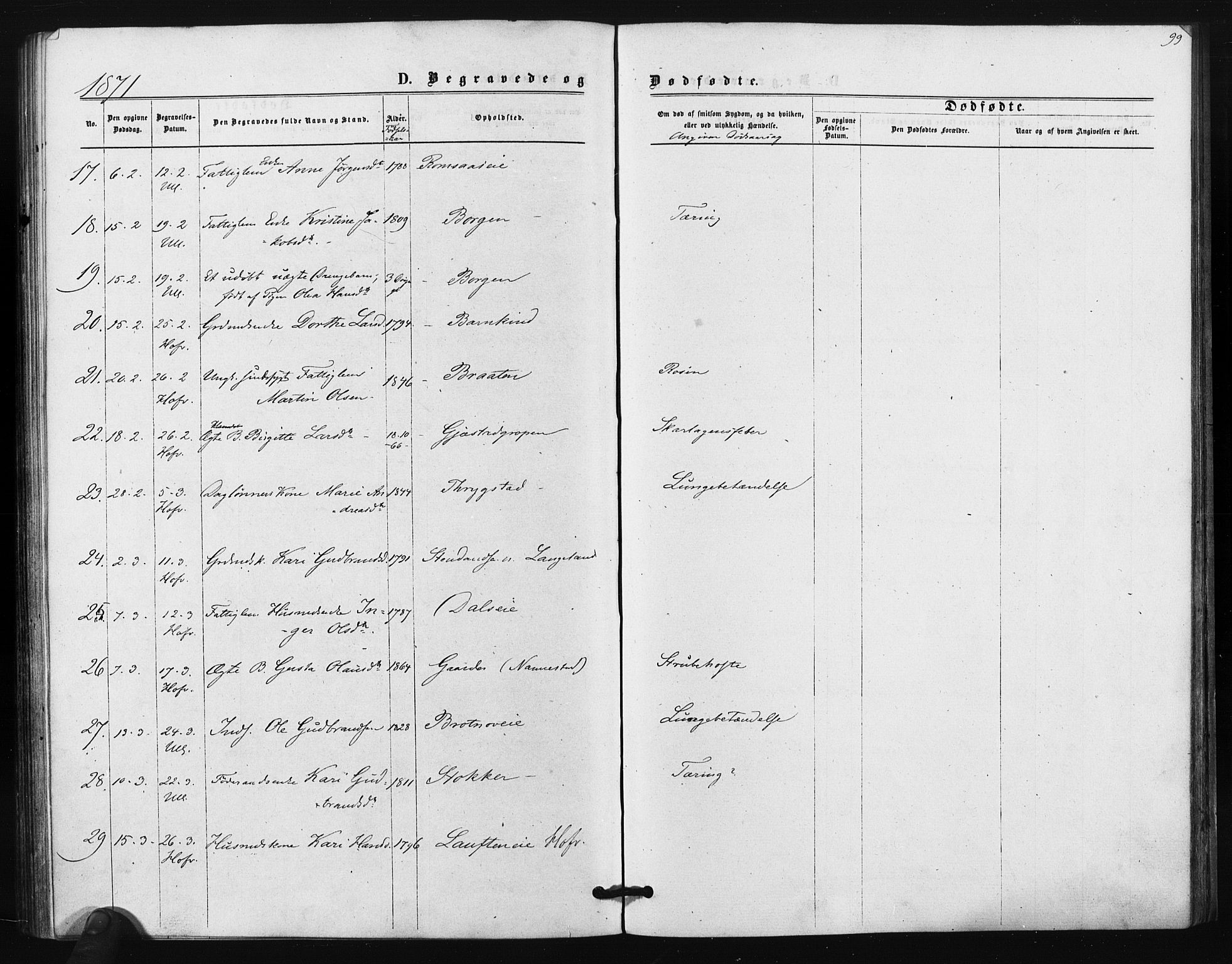 Ullensaker prestekontor Kirkebøker, AV/SAO-A-10236a/F/Fa/L0017: Parish register (official) no. I 17, 1871-1875, p. 99