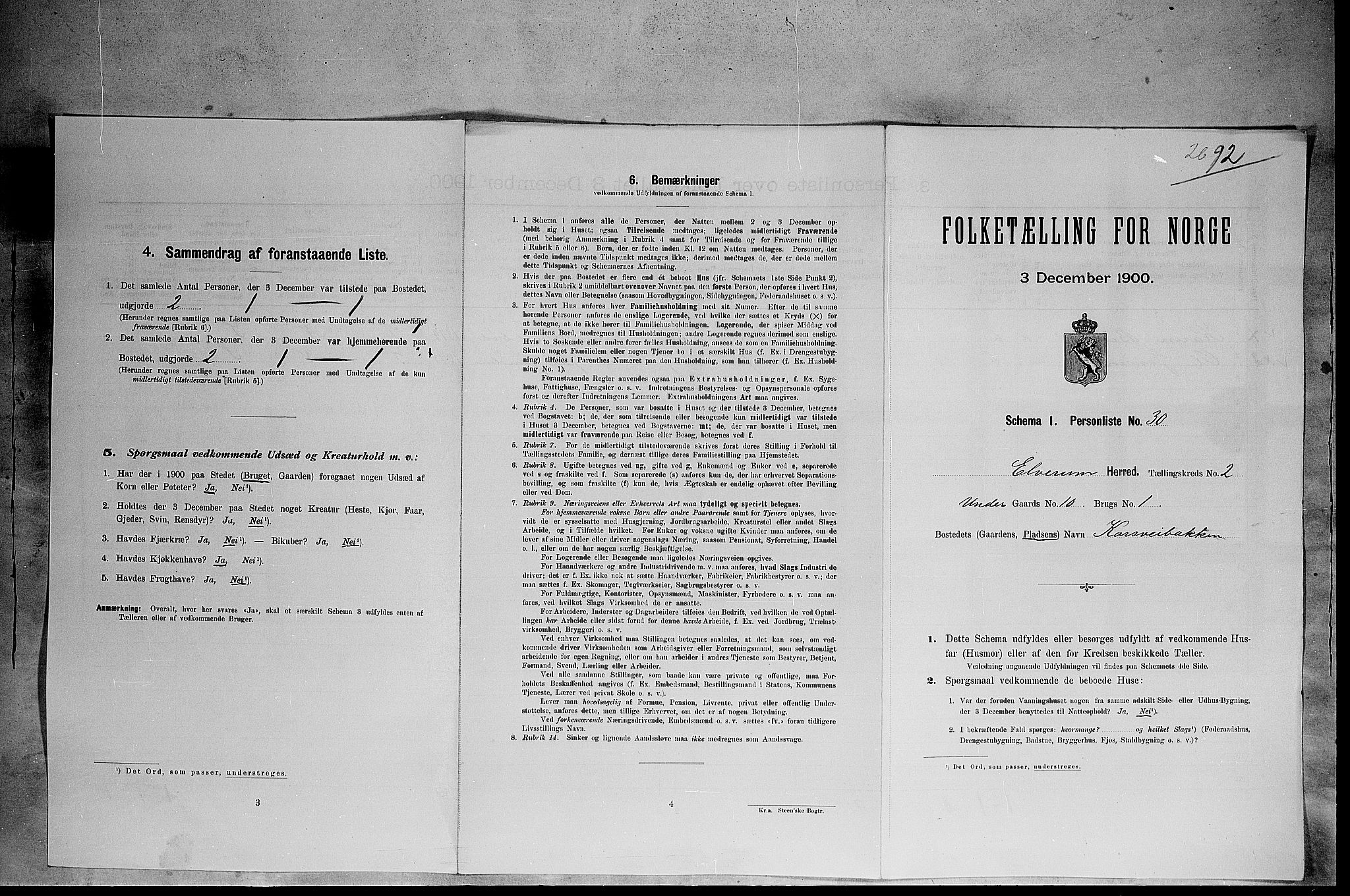 SAH, 1900 census for Elverum, 1900, p. 390