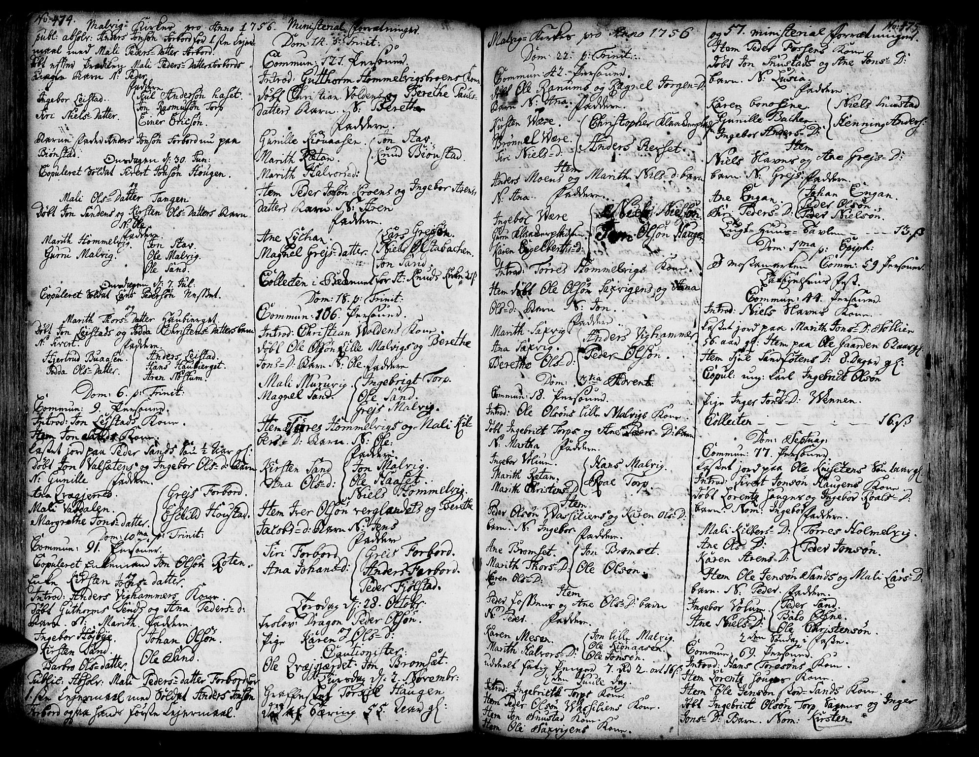 Ministerialprotokoller, klokkerbøker og fødselsregistre - Sør-Trøndelag, SAT/A-1456/606/L0277: Parish register (official) no. 606A01 /3, 1727-1780, p. 474-475