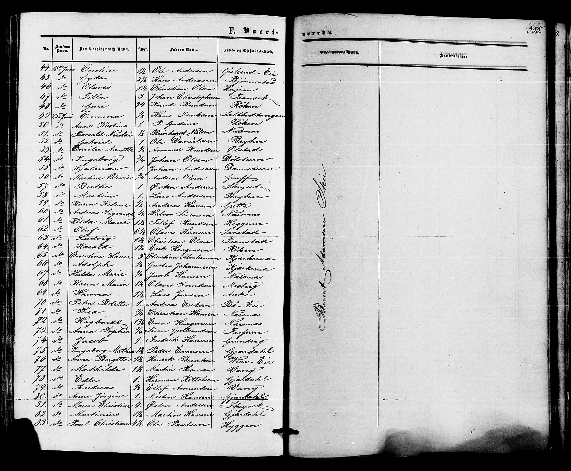 Røyken kirkebøker, AV/SAKO-A-241/F/Fa/L0006: Parish register (official) no. 6, 1857-1875, p. 355