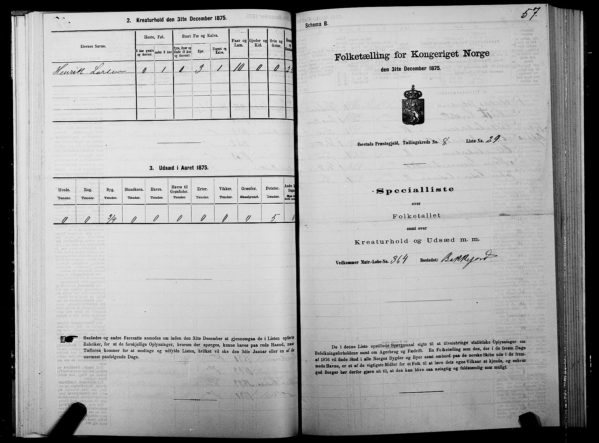 SATØ, 1875 census for 1917P Ibestad, 1875, p. 5057