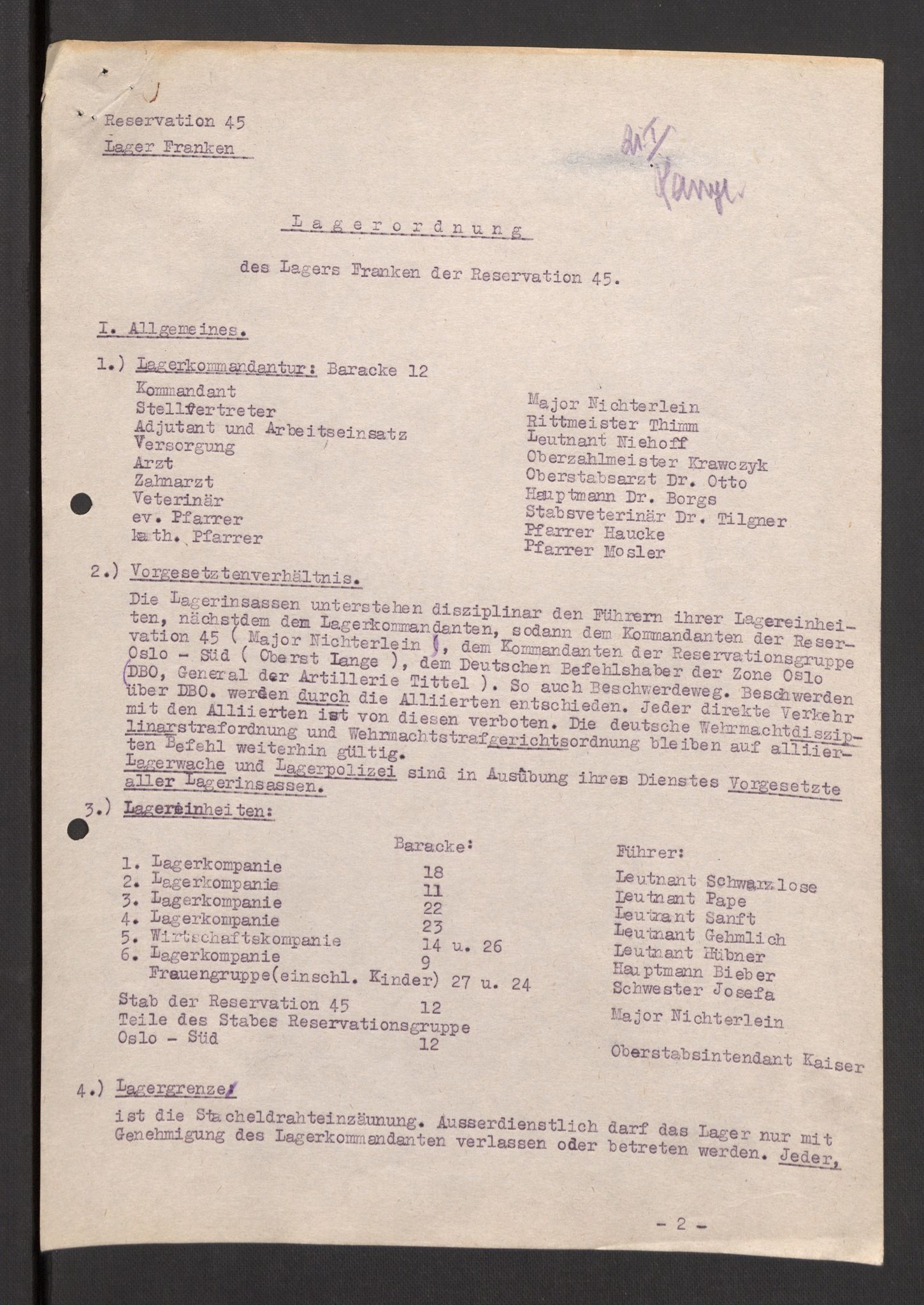 Deutscher Oberbefehlshaber Norwegen (DOBN), RA/RAFA-2197/D/Dja/L0070/0001: DBO Abt. 1a / Lagerordnungen, 1946