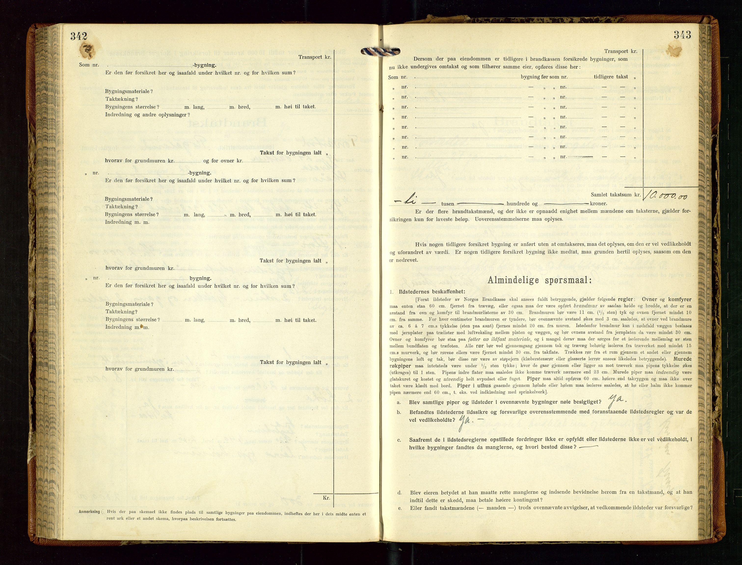 Torvestad lensmannskontor, AV/SAST-A-100307/1/Gob/L0005: "Brandtaxationsprotokol for Torvestad Lensmannsdistrikt", 1915-1928, p. 342-343