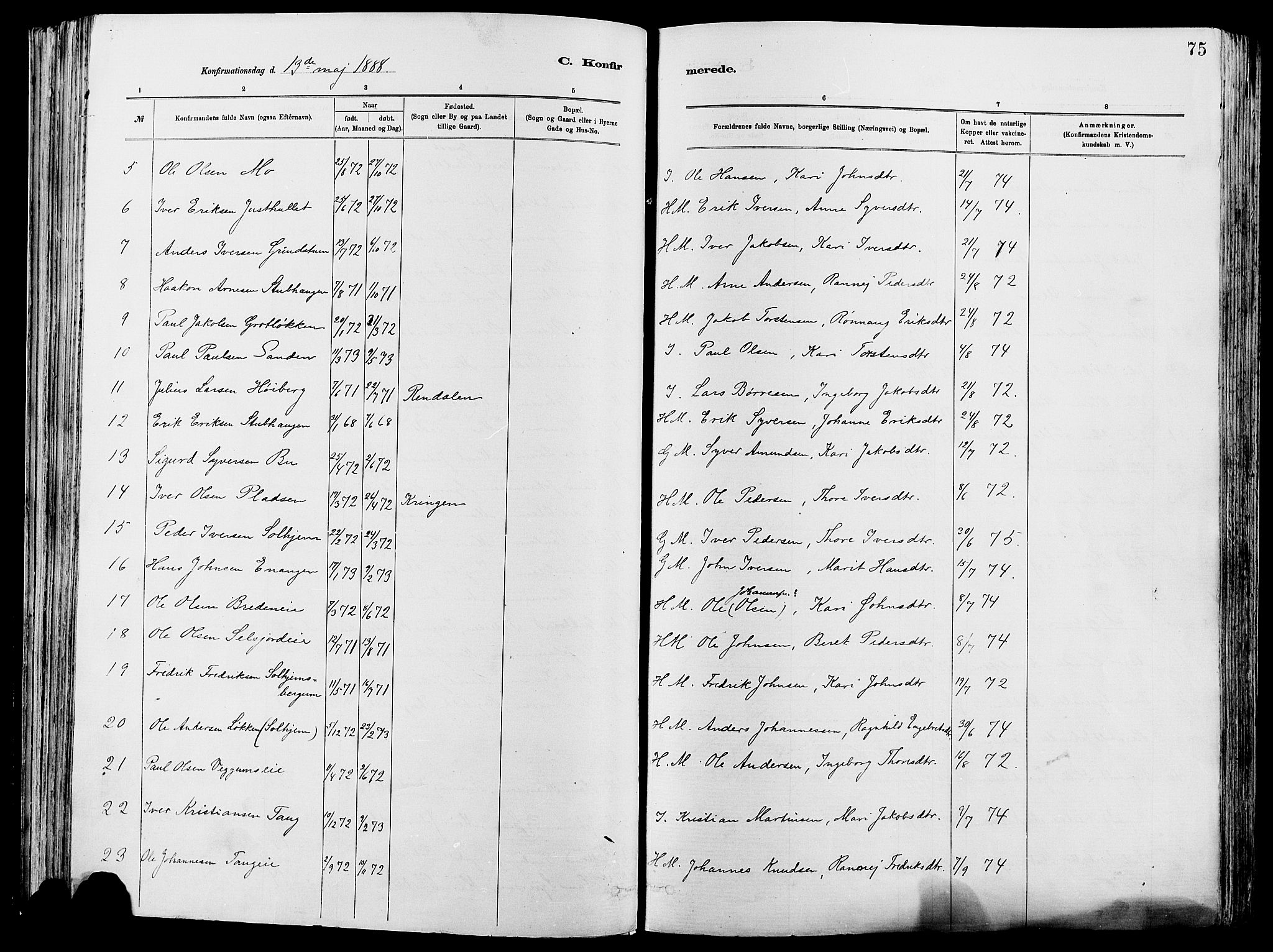 Vågå prestekontor, AV/SAH-PREST-076/H/Ha/Haa/L0008: Parish register (official) no. 8, 1886-1904, p. 75