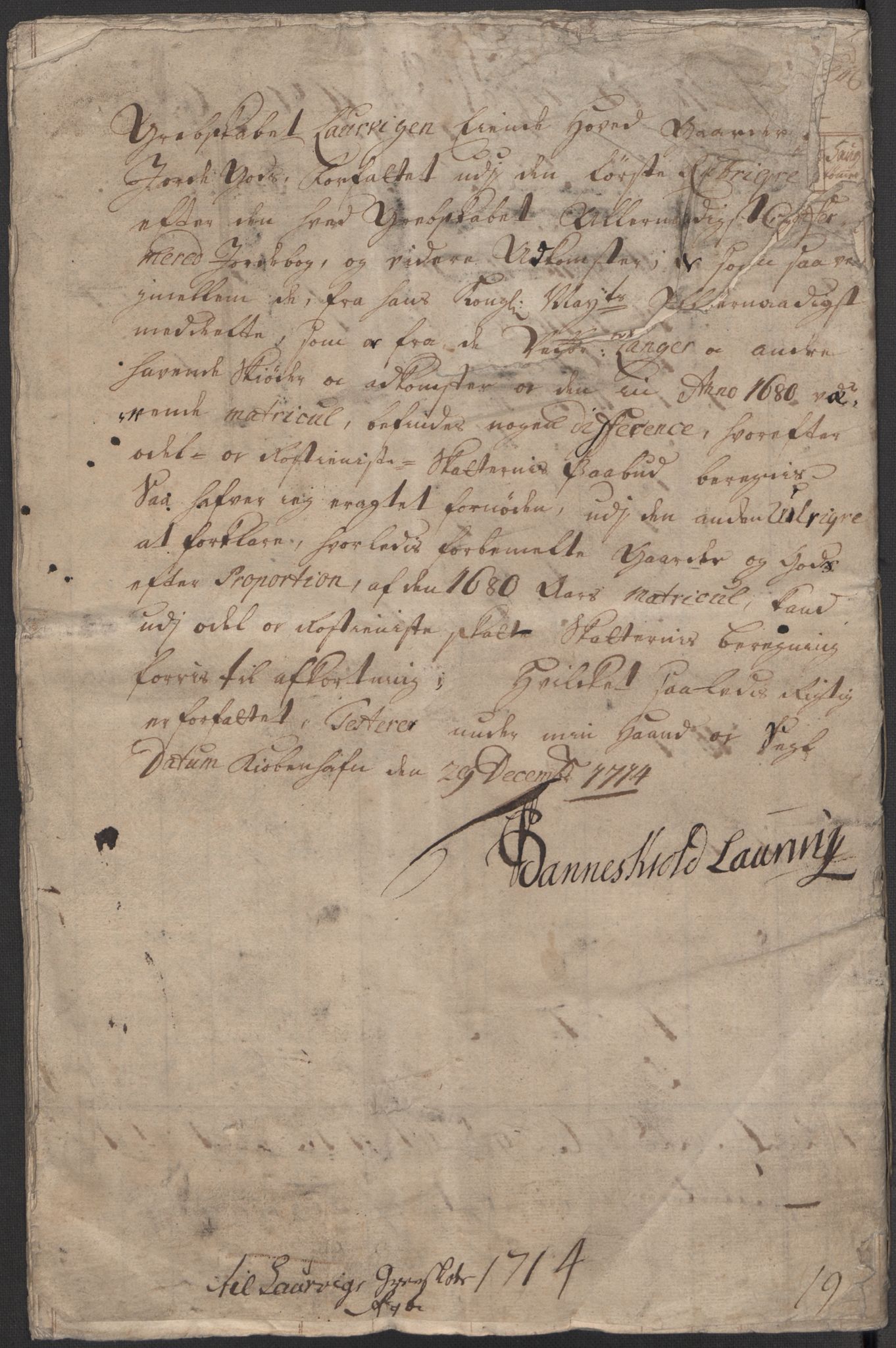 Rentekammeret inntil 1814, Reviderte regnskaper, Fogderegnskap, AV/RA-EA-4092/R33/L1986: Fogderegnskap Larvik grevskap, 1714-1715, p. 285