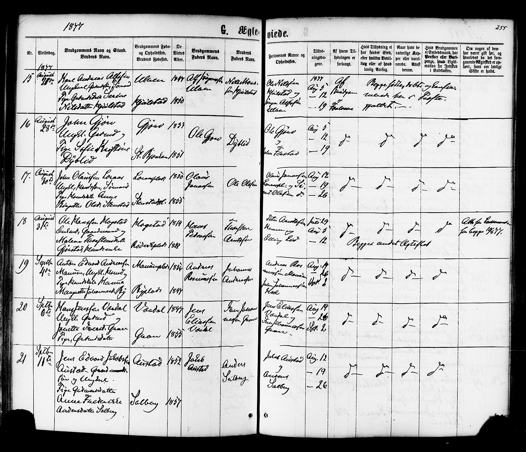 Ministerialprotokoller, klokkerbøker og fødselsregistre - Nord-Trøndelag, AV/SAT-A-1458/730/L0284: Parish register (official) no. 730A09, 1866-1878, p. 255