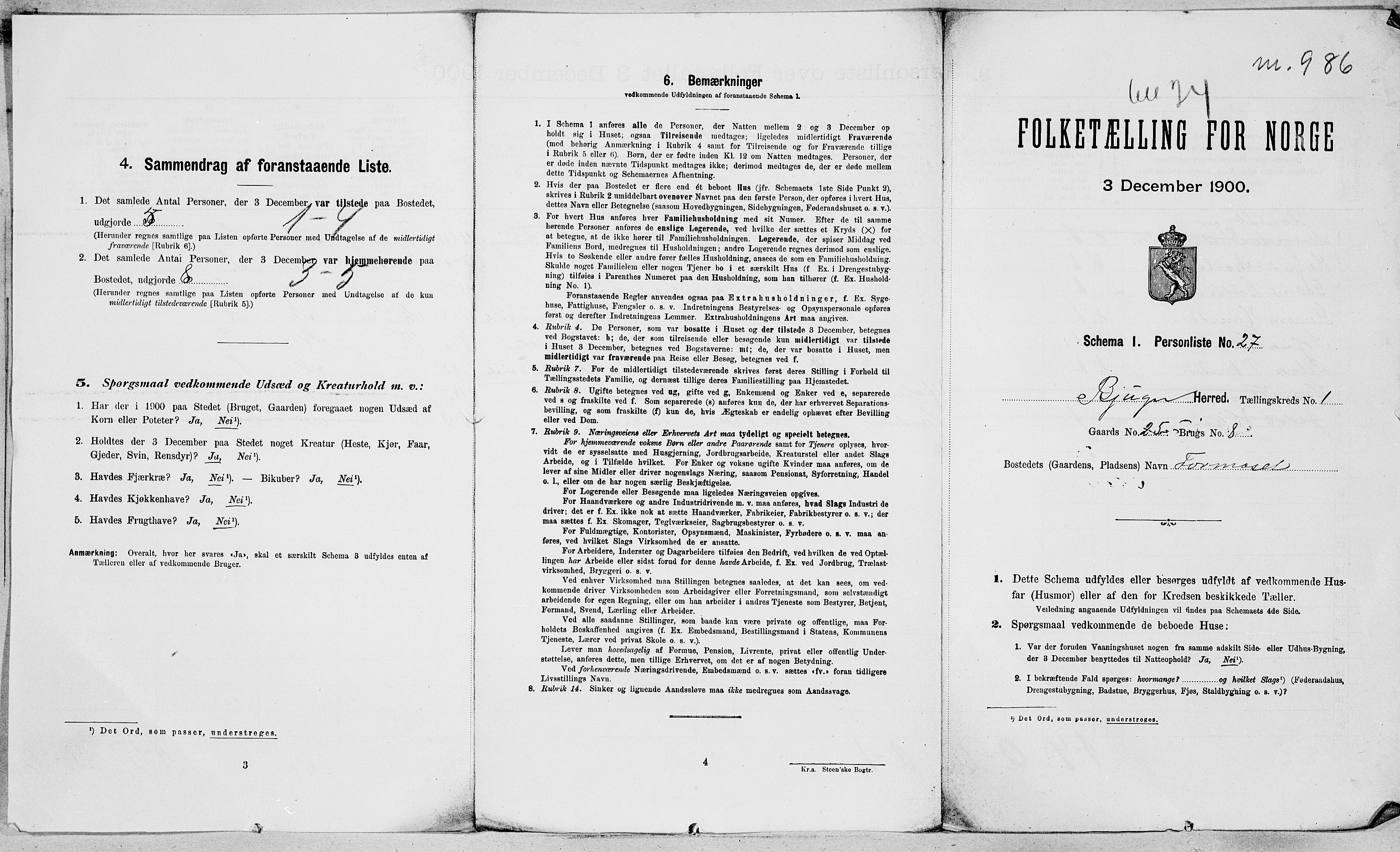 SAT, 1900 census for Bjugn, 1900, p. 14