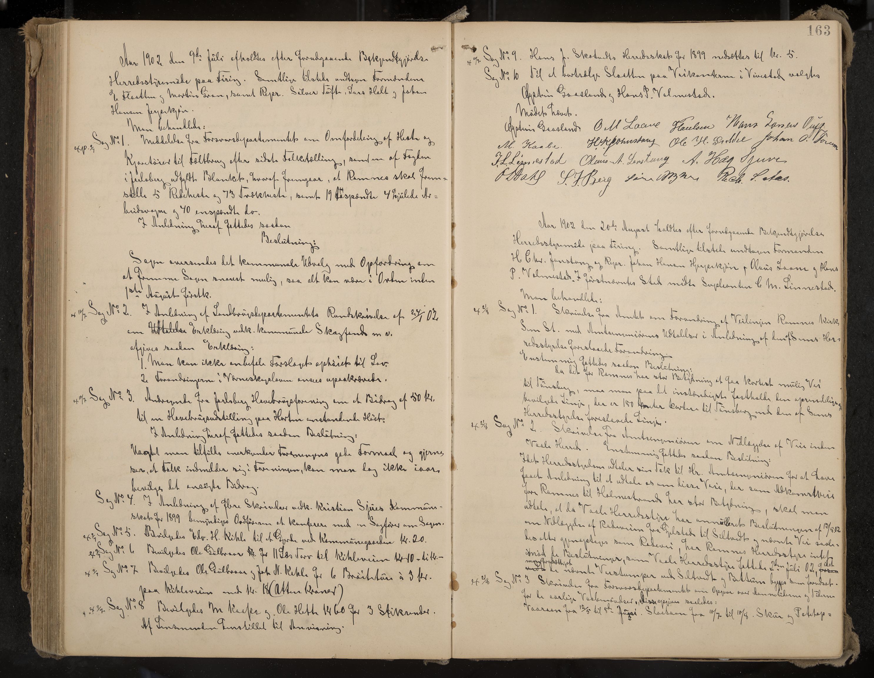 Ramnes formannskap og sentraladministrasjon, IKAK/0718021/A/Aa/L0004: Møtebok, 1892-1907, p. 163