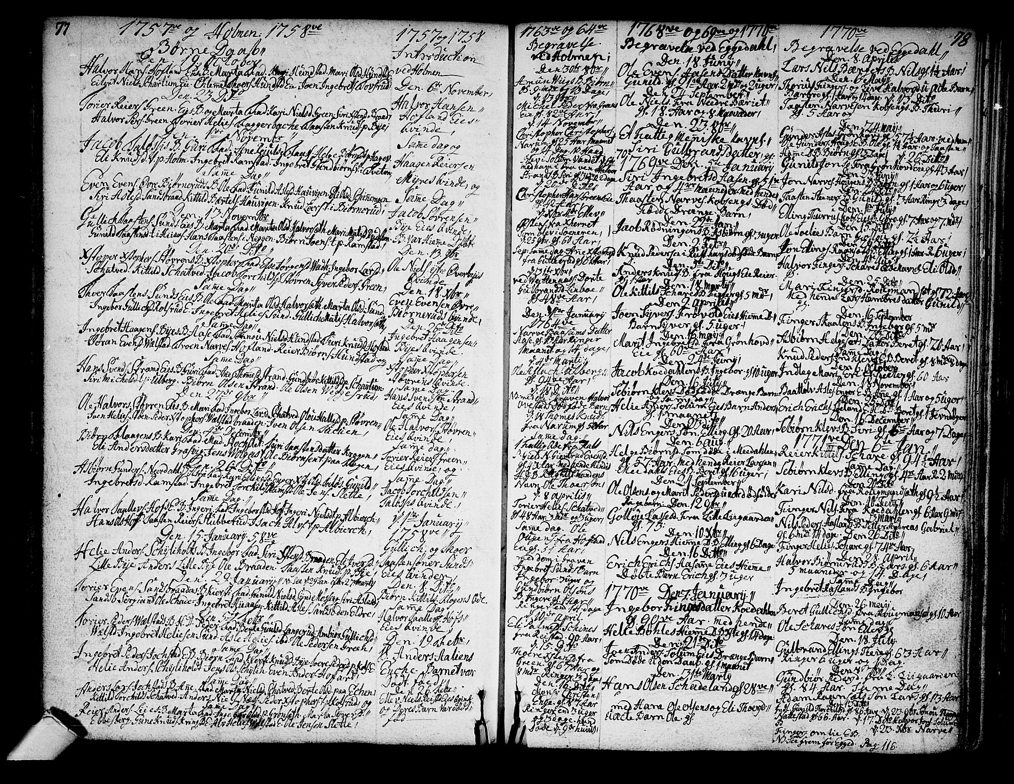 Sigdal kirkebøker, SAKO/A-245/F/Fa/L0001: Parish register (official) no. I 1, 1722-1777, p. 77-78