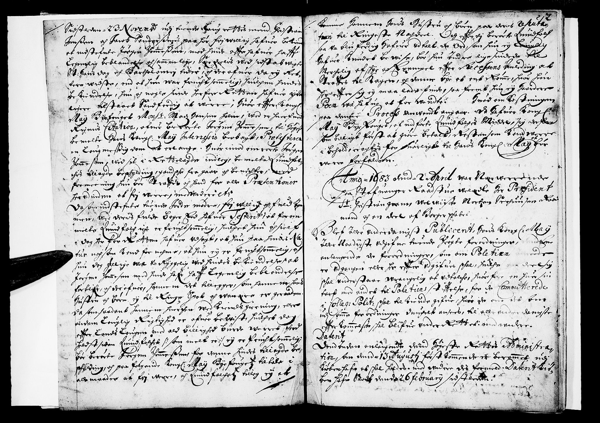 Stavanger byfogd, AV/SAST-A-101408/001/3/30/30BB/L0012: Rådsturettprotokoll, 1683-1686, p. 1b-2a