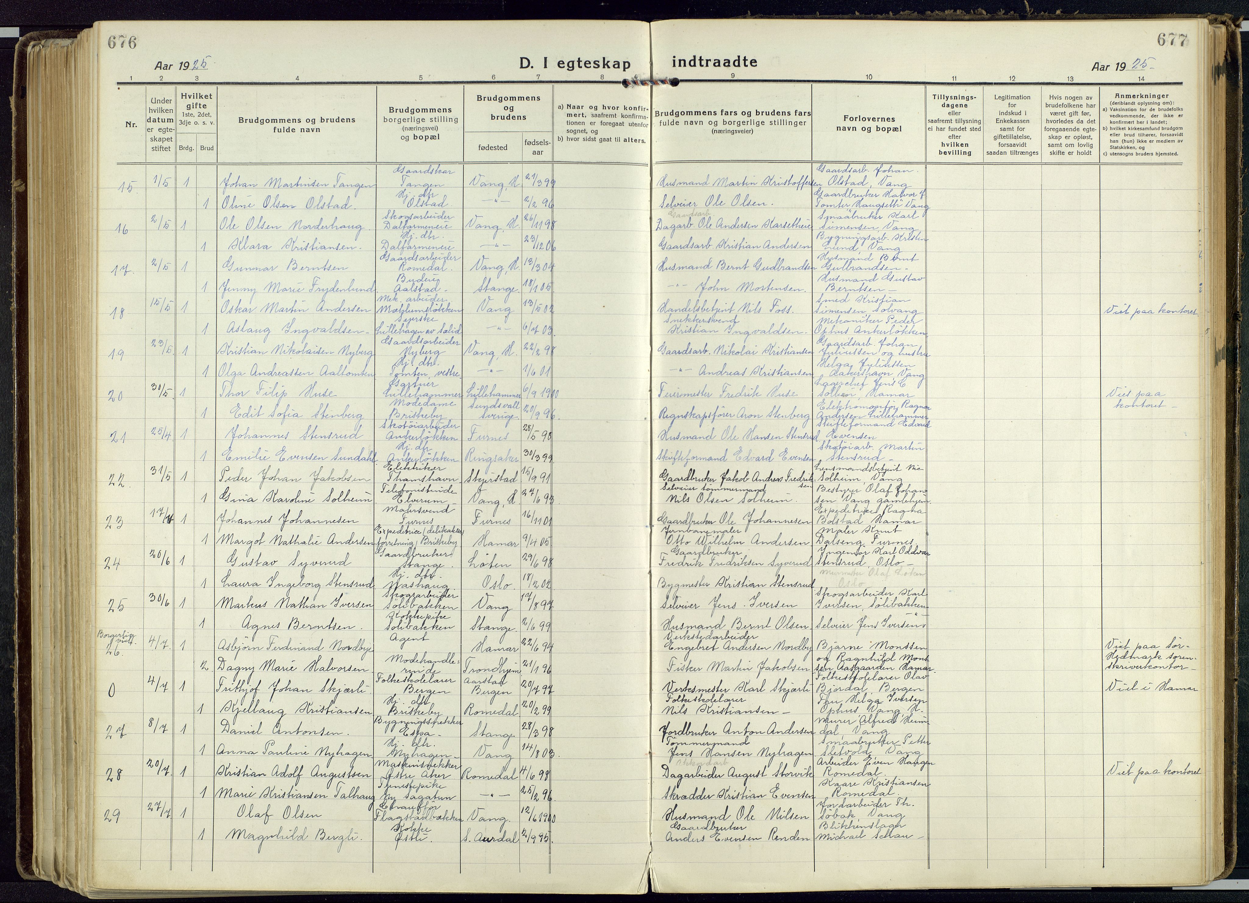 Vang prestekontor, Hedmark, SAH/PREST-008/H/Ha/Haa/L0022: Parish register (official) no. 22, 1918-1944, p. 676-677