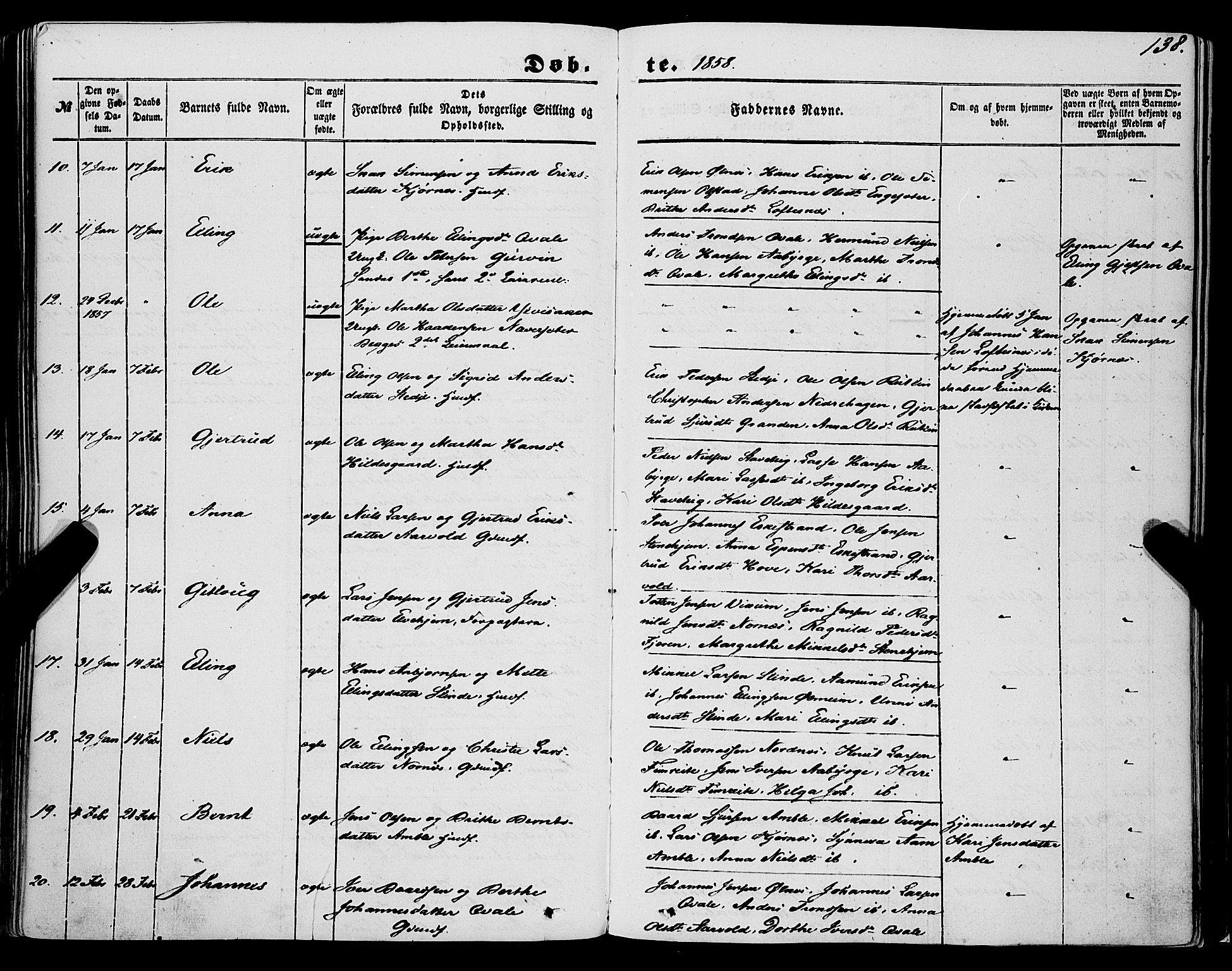 Sogndal sokneprestembete, AV/SAB-A-81301/H/Haa/Haaa/L0012I: Parish register (official) no. A 12I, 1847-1859, p. 138