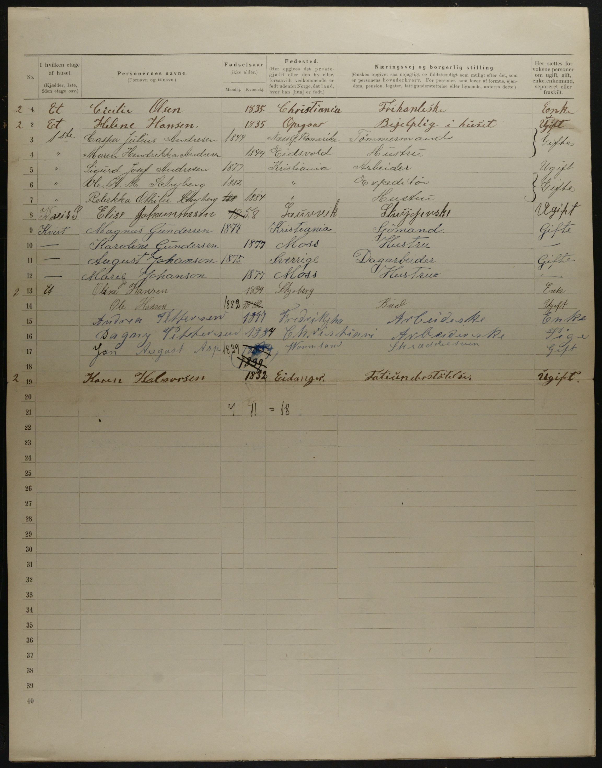 OBA, Municipal Census 1901 for Kristiania, 1901, p. 17674