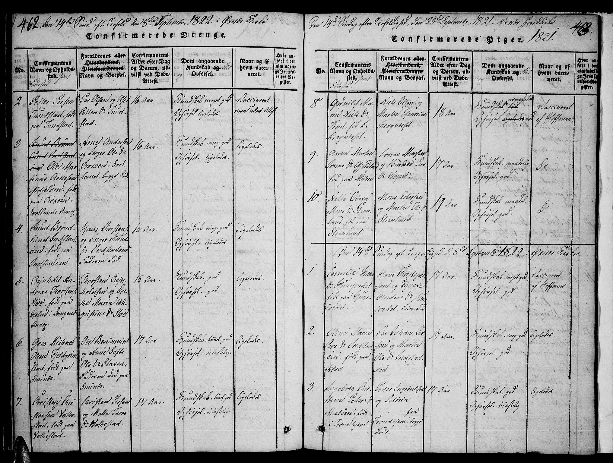 Ministerialprotokoller, klokkerbøker og fødselsregistre - Nordland, SAT/A-1459/893/L1331: Parish register (official) no. 893A04, 1820-1840, p. 462-463