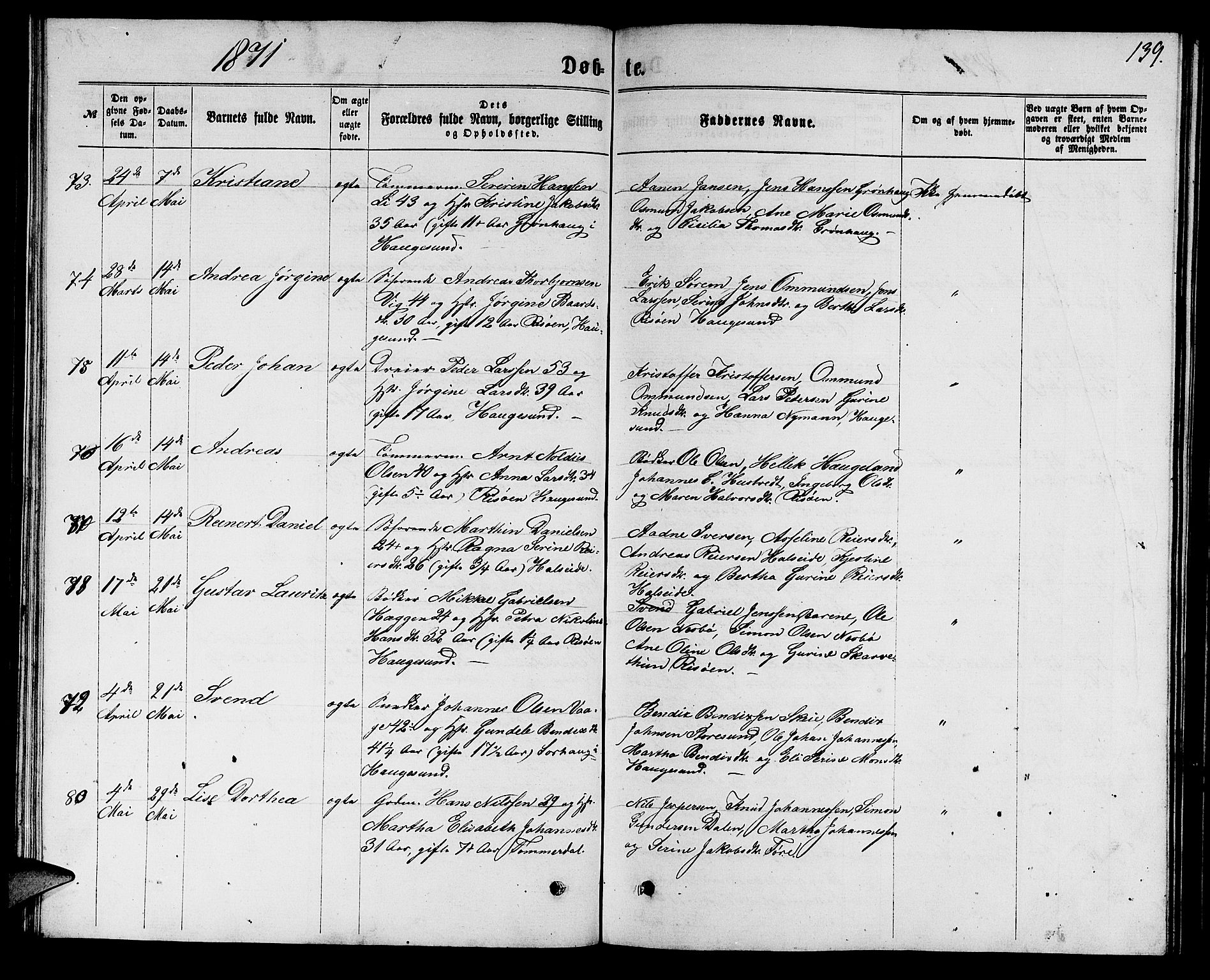 Torvastad sokneprestkontor, AV/SAST-A -101857/H/Ha/Hab/L0007: Parish register (copy) no. B 7, 1866-1873, p. 139