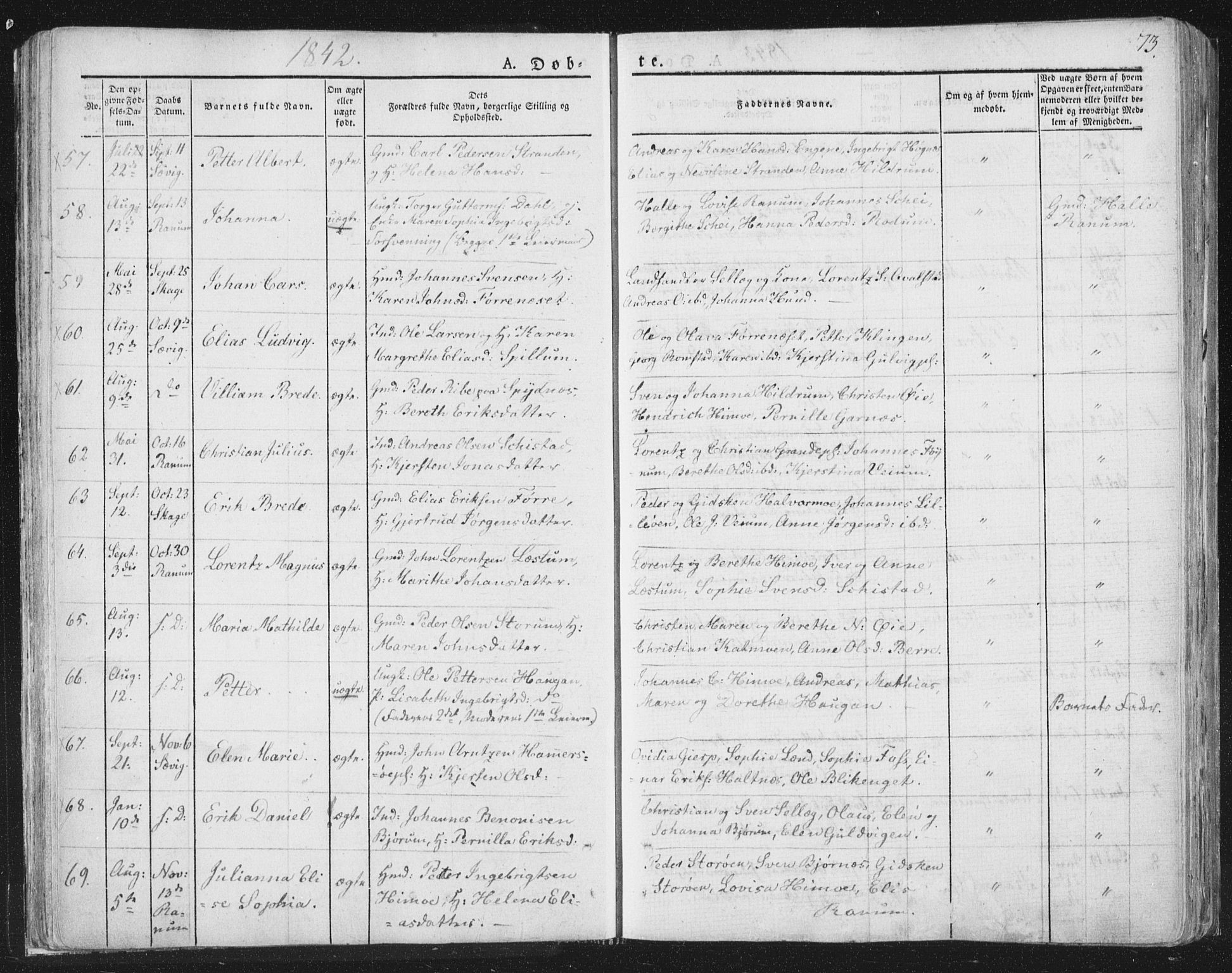 Ministerialprotokoller, klokkerbøker og fødselsregistre - Nord-Trøndelag, AV/SAT-A-1458/764/L0551: Parish register (official) no. 764A07a, 1824-1864, p. 73