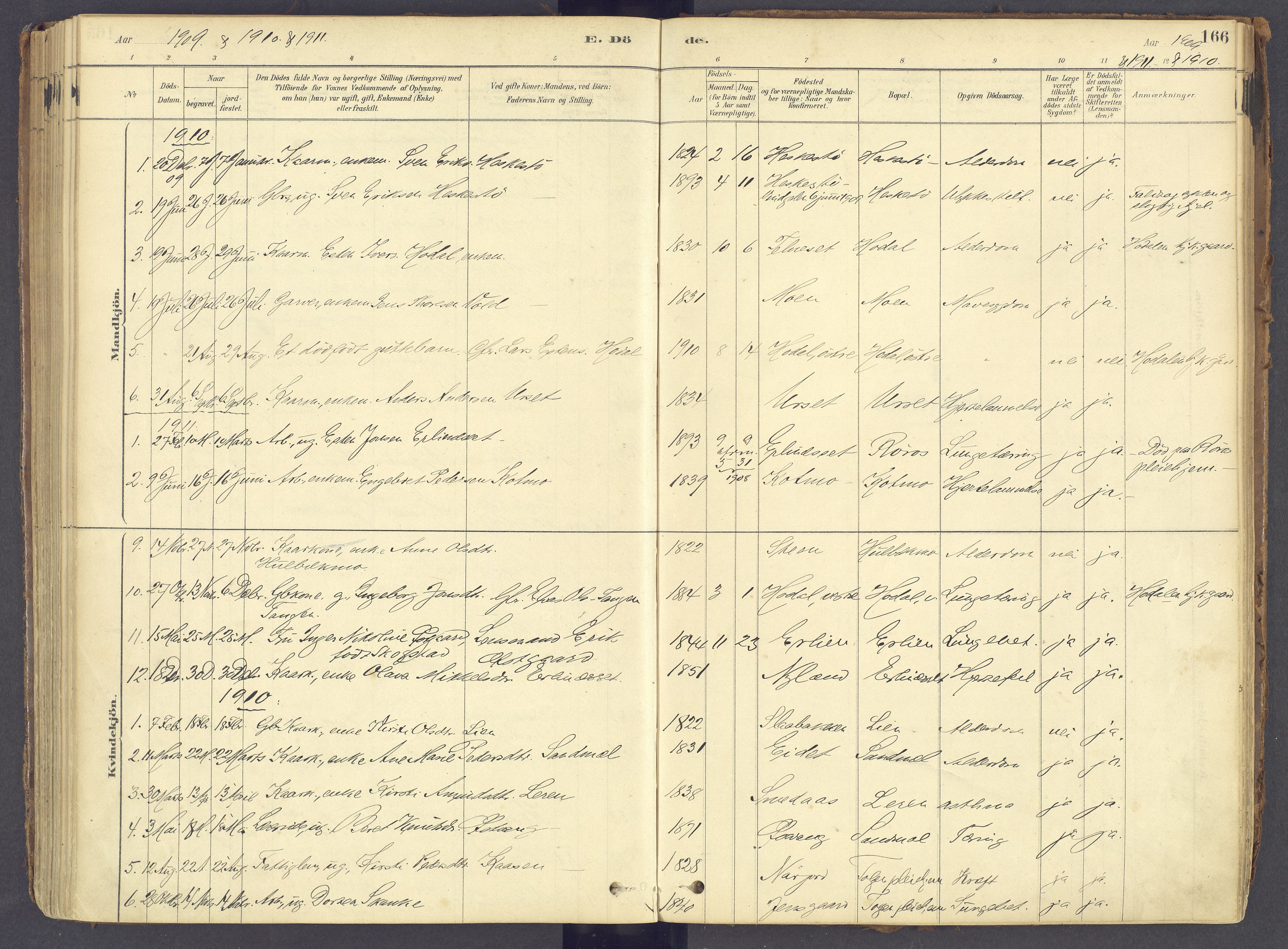 Tolga prestekontor, AV/SAH-PREST-062/K/L0011: Parish register (official) no. 11, 1877-1920, p. 166