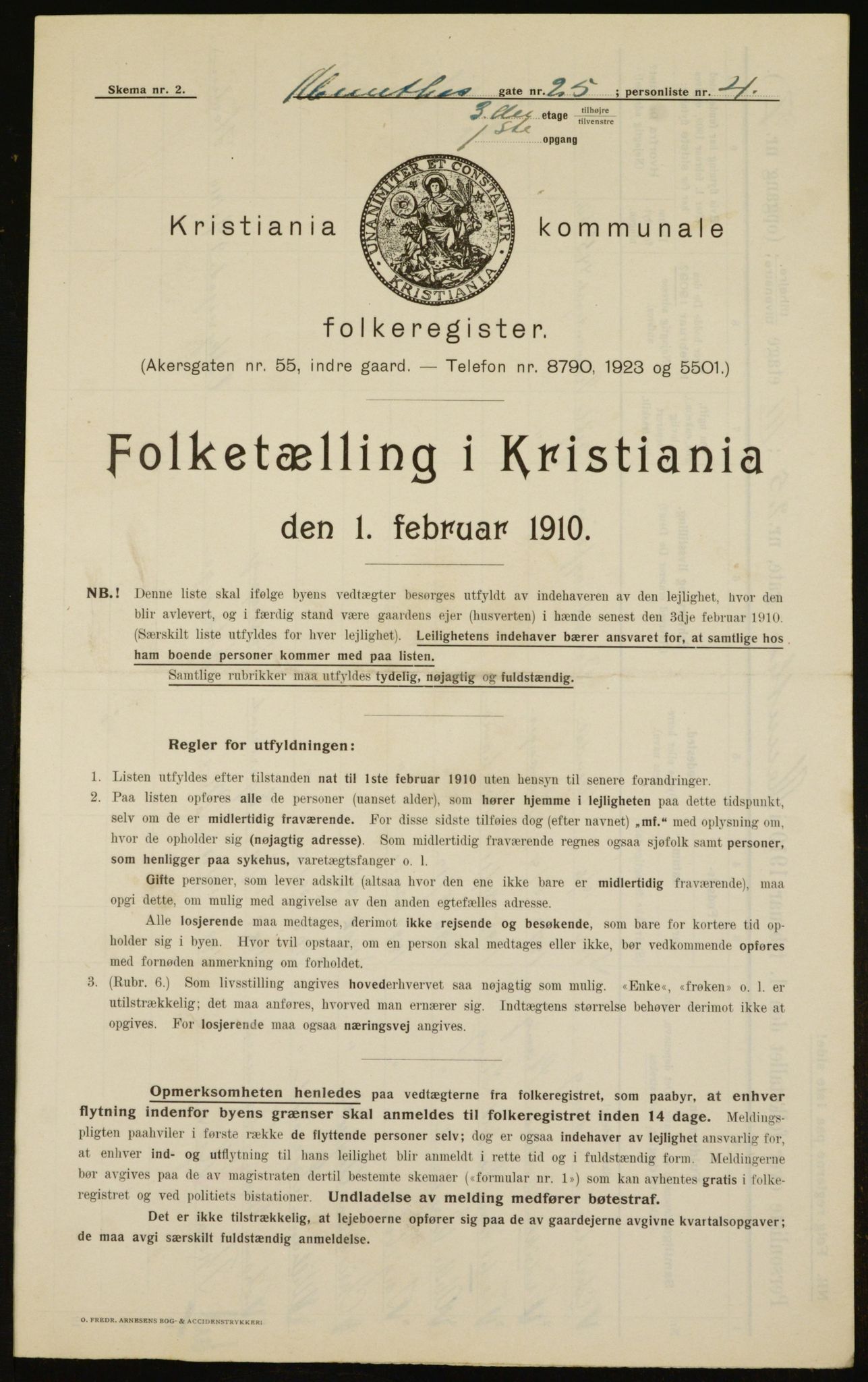 OBA, Municipal Census 1910 for Kristiania, 1910, p. 65760