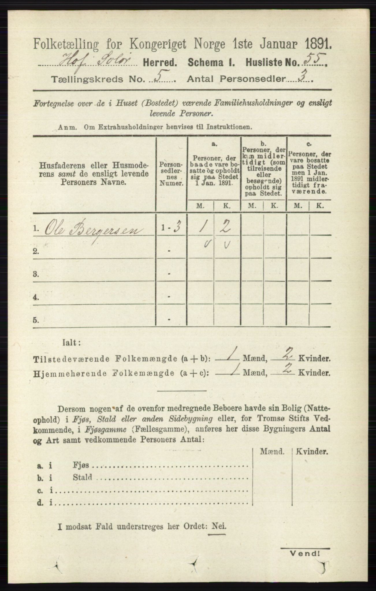 RA, 1891 census for 0424 Hof, 1891, p. 1875