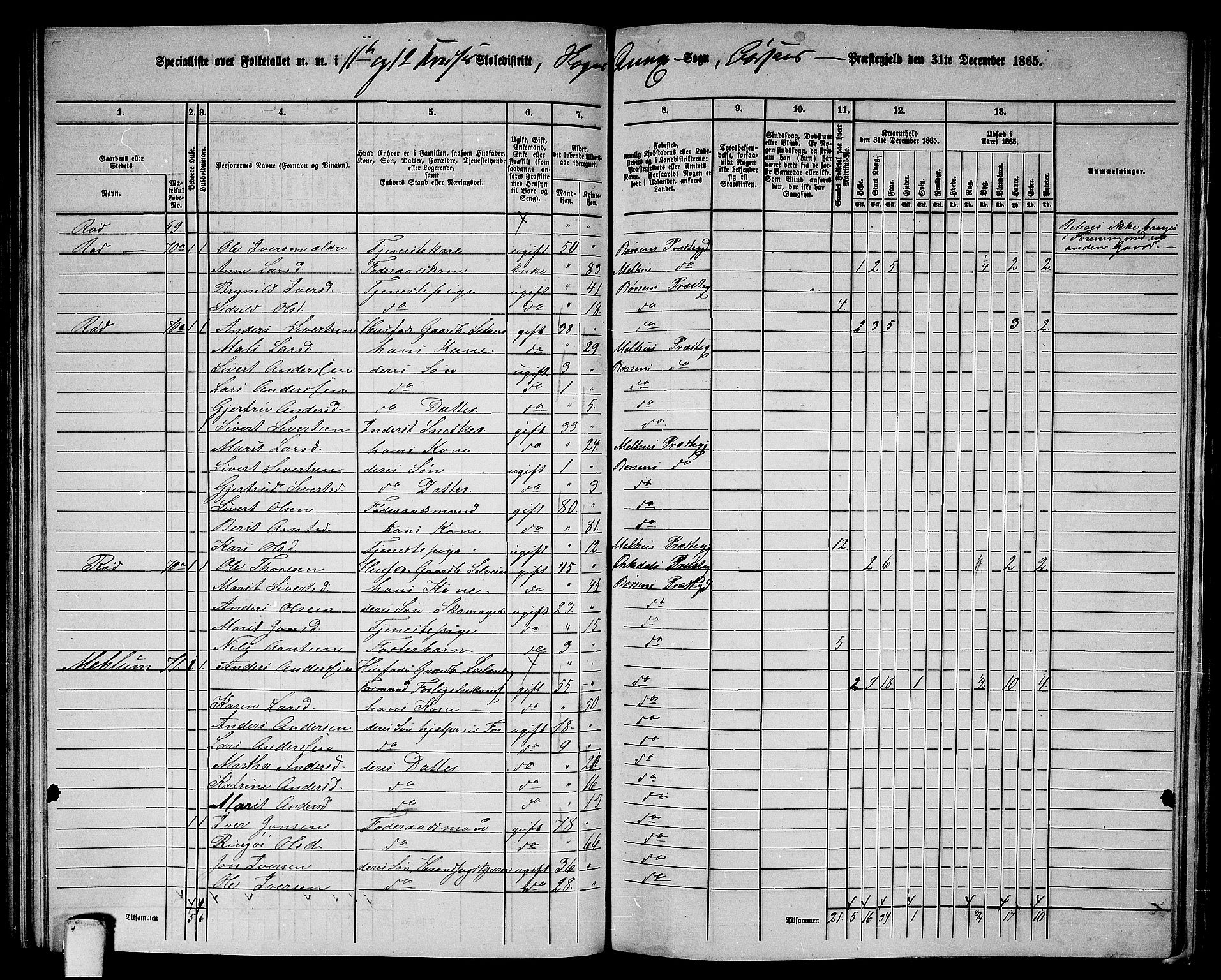 RA, 1865 census for Børsa, 1865, p. 135