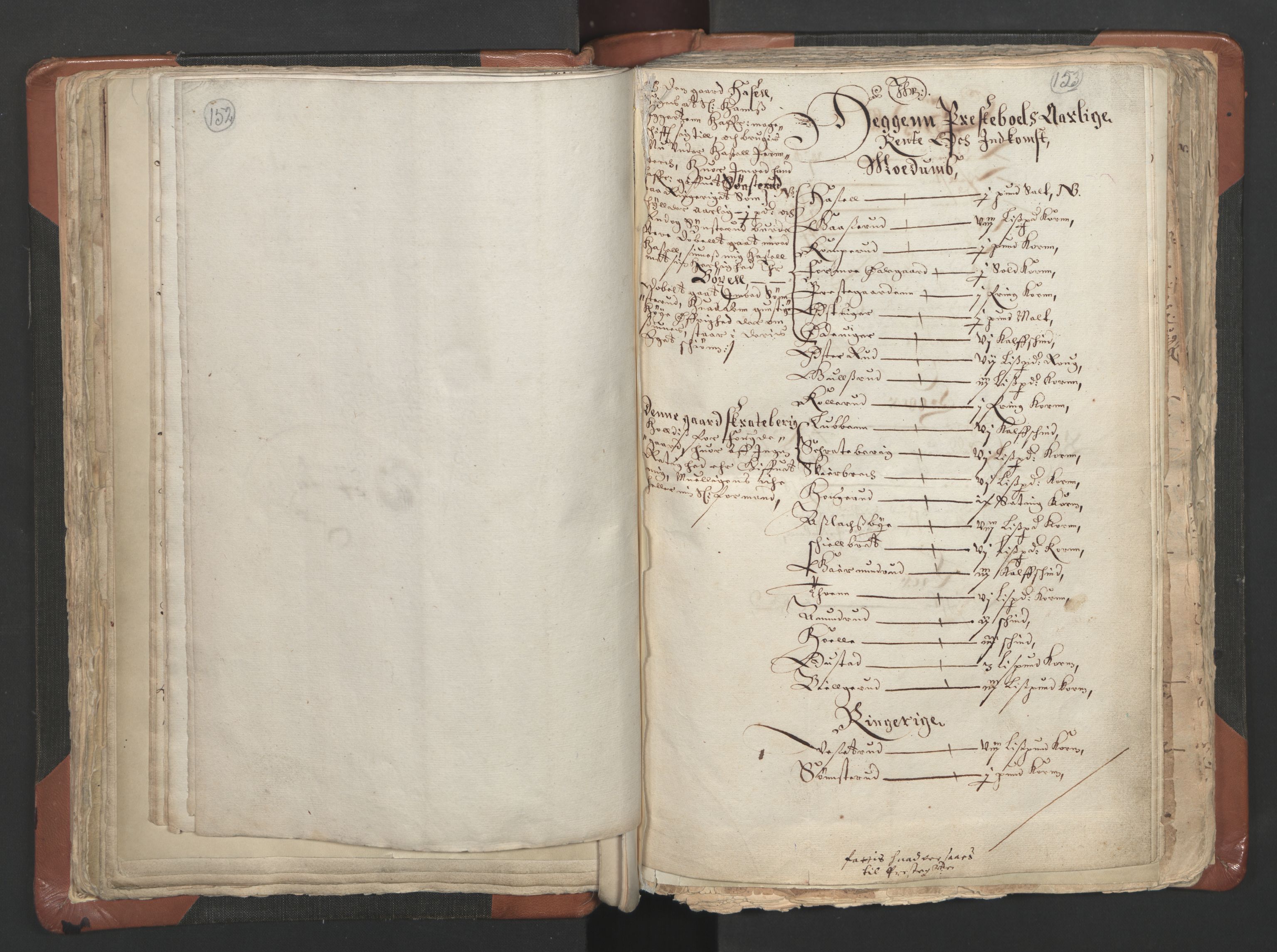 RA, Vicar's Census 1664-1666, no. 9: Bragernes deanery, 1664-1666, p. 152-153