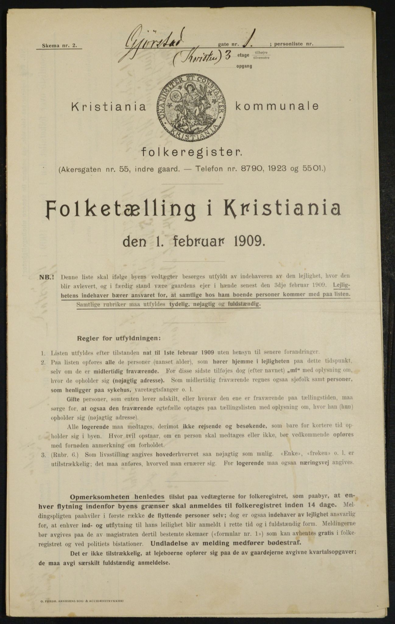 OBA, Municipal Census 1909 for Kristiania, 1909, p. 26572