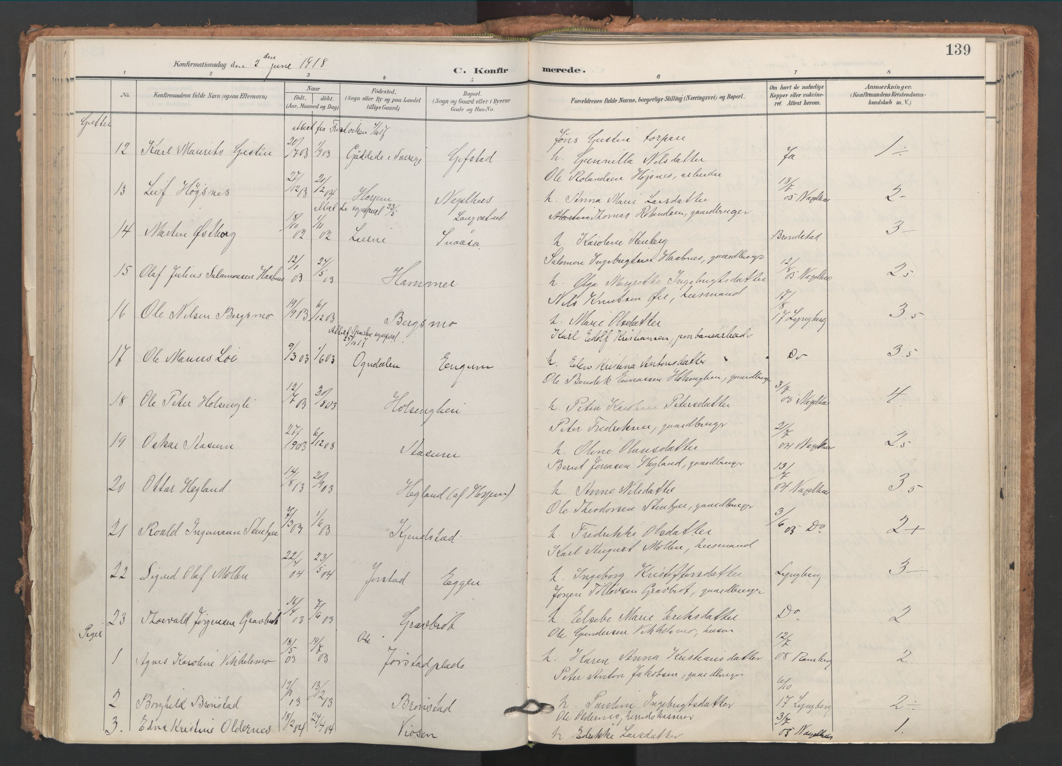 Ministerialprotokoller, klokkerbøker og fødselsregistre - Nord-Trøndelag, SAT/A-1458/749/L0477: Parish register (official) no. 749A11, 1902-1927, p. 139