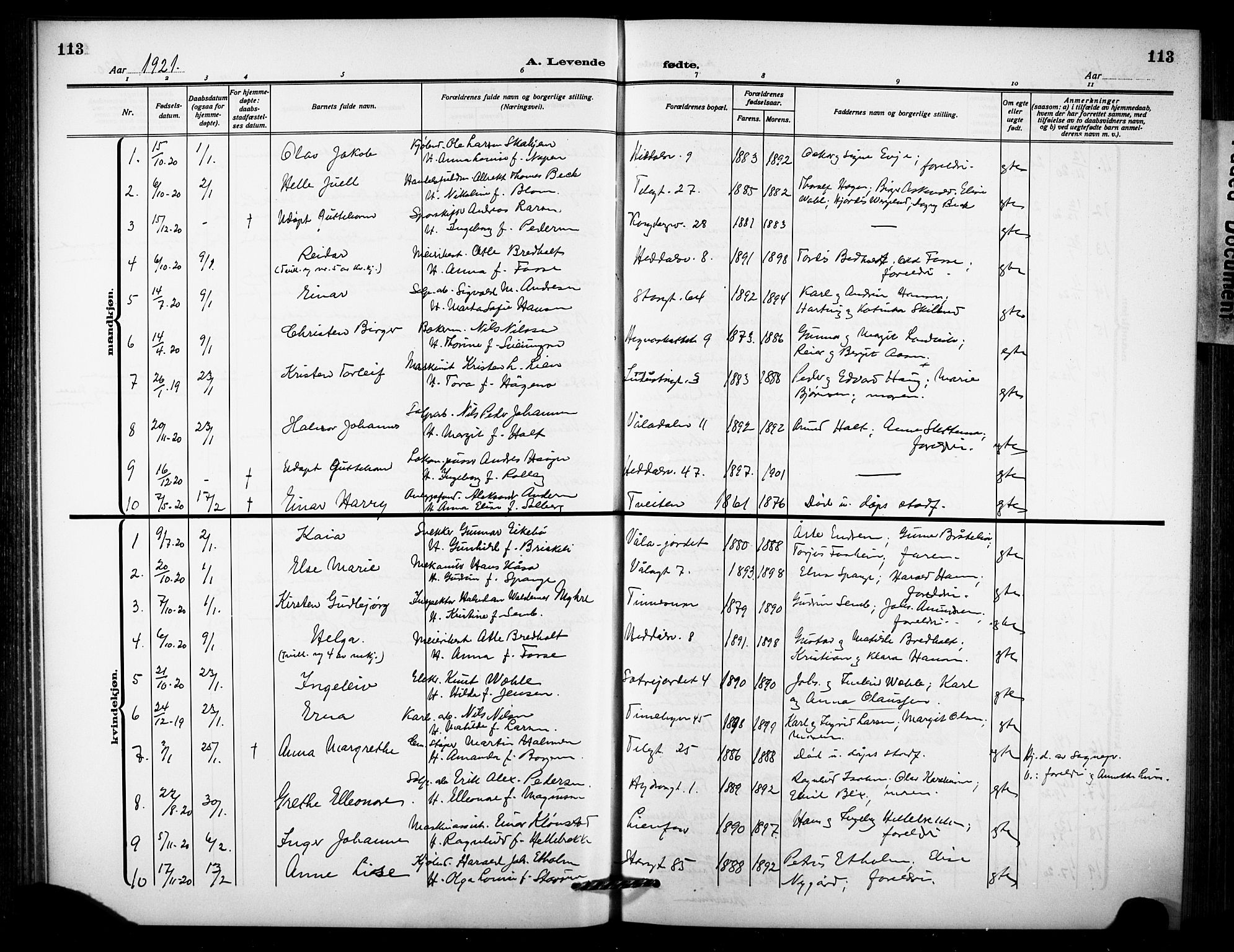 Notodden kirkebøker, AV/SAKO-A-290/G/Ga/L0001: Parish register (copy) no. 1, 1912-1923, p. 113