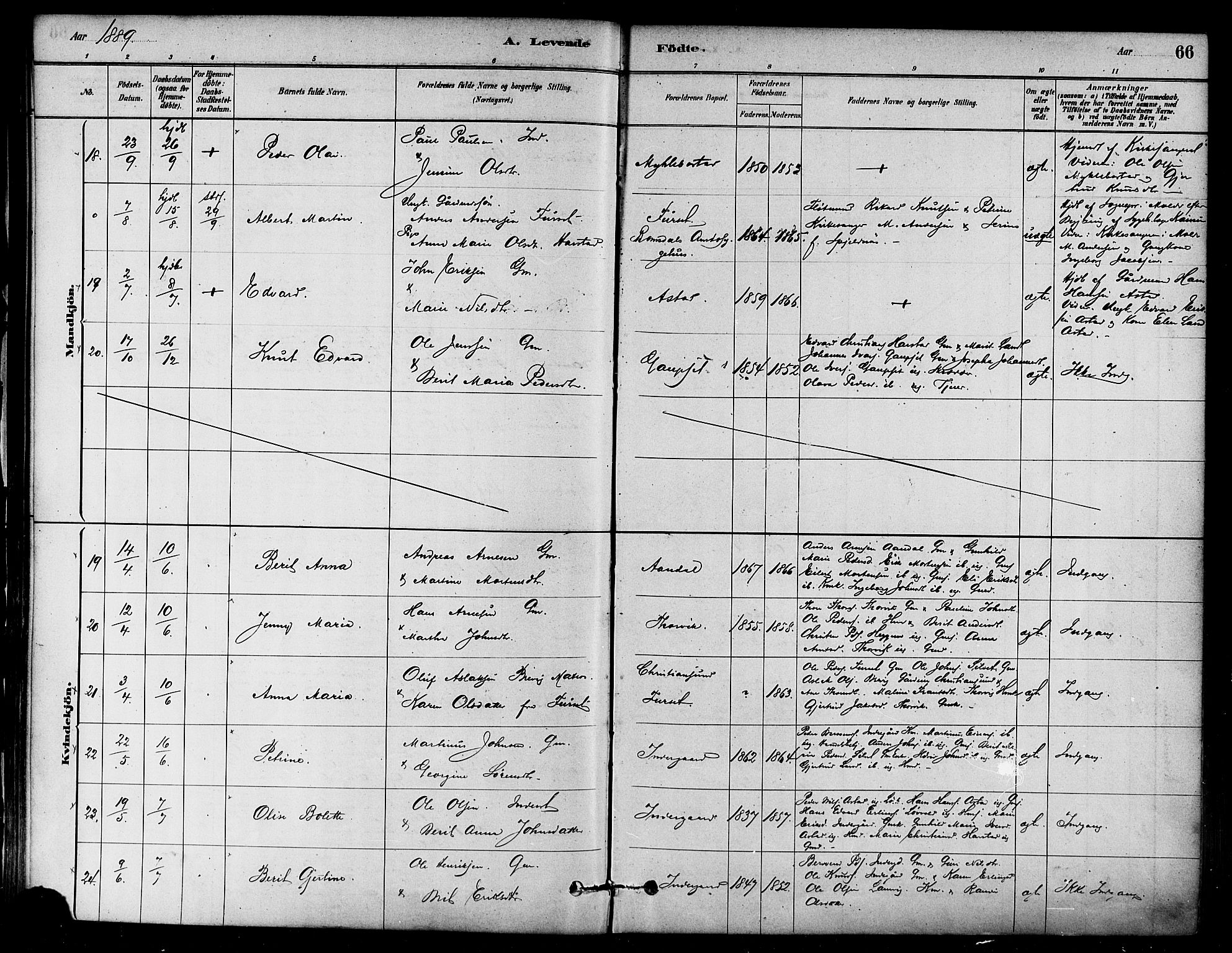 Ministerialprotokoller, klokkerbøker og fødselsregistre - Møre og Romsdal, AV/SAT-A-1454/584/L0967: Parish register (official) no. 584A07, 1879-1894, p. 66