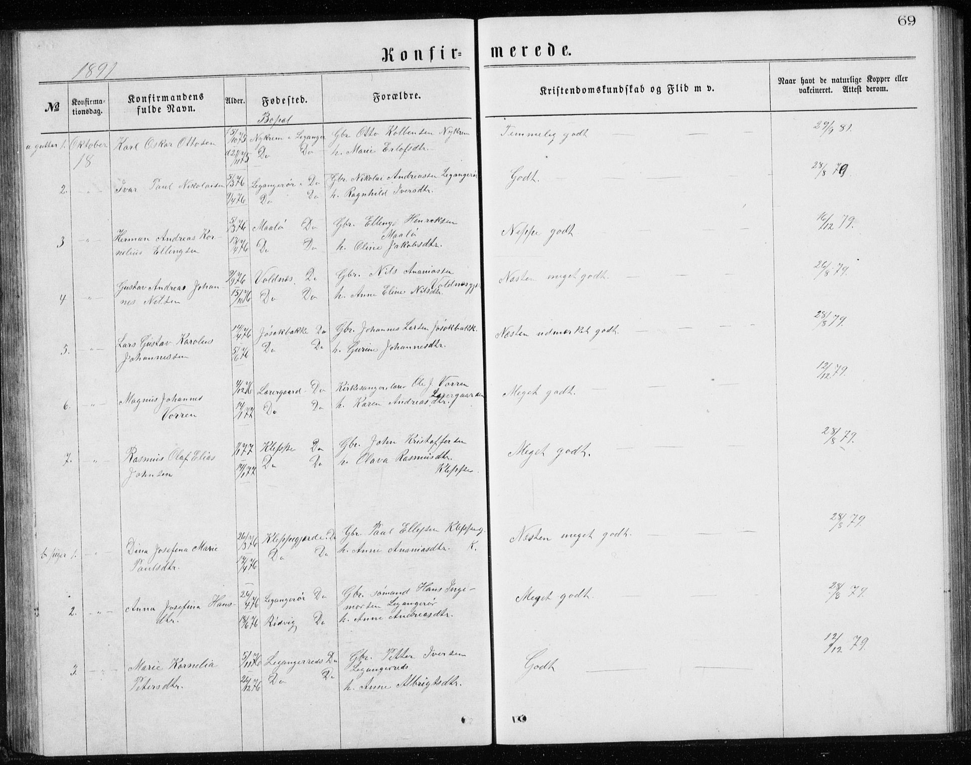 Ministerialprotokoller, klokkerbøker og fødselsregistre - Møre og Romsdal, AV/SAT-A-1454/508/L0097: Parish register (copy) no. 508C01, 1873-1897, p. 69