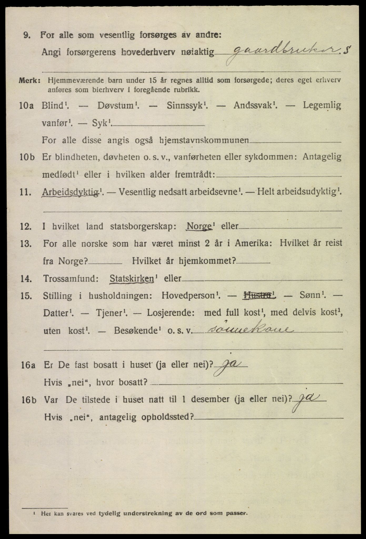 SAK, 1920 census for Vegårshei, 1920, p. 3795