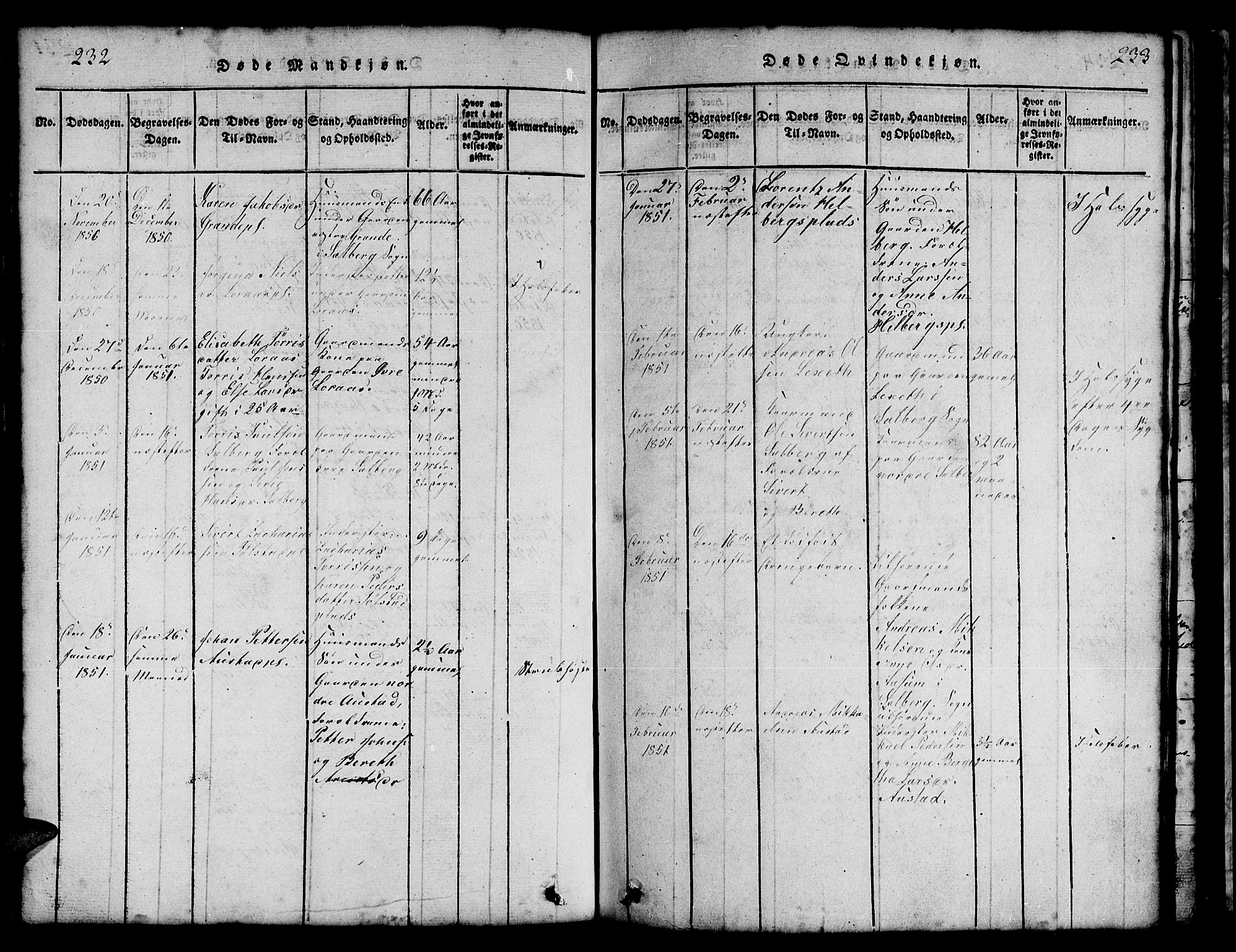 Ministerialprotokoller, klokkerbøker og fødselsregistre - Nord-Trøndelag, SAT/A-1458/731/L0310: Parish register (copy) no. 731C01, 1816-1874, p. 232-233