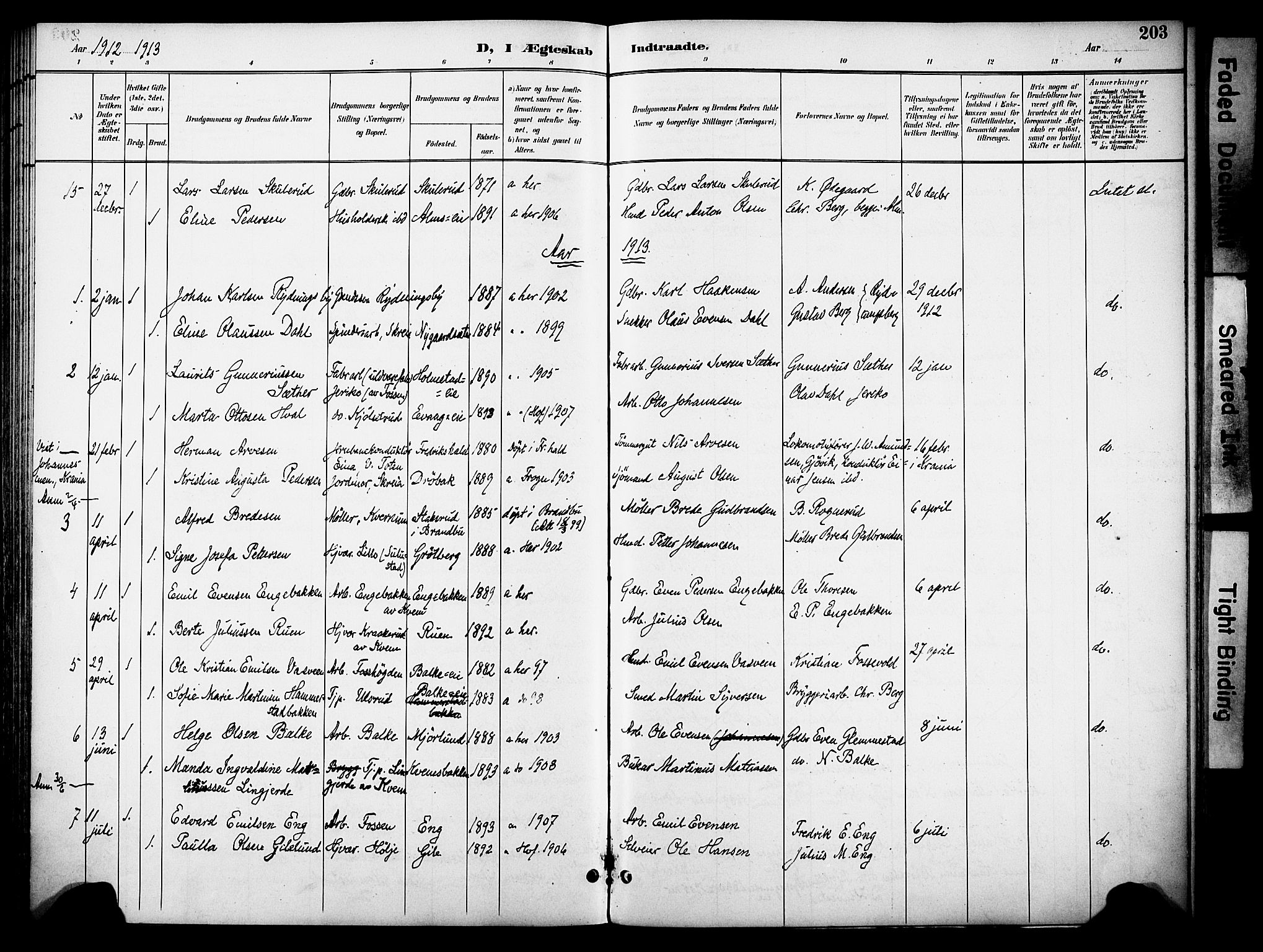 Østre Toten prestekontor, SAH/PREST-104/H/Ha/Haa/L0009: Parish register (official) no. 9, 1897-1913, p. 203