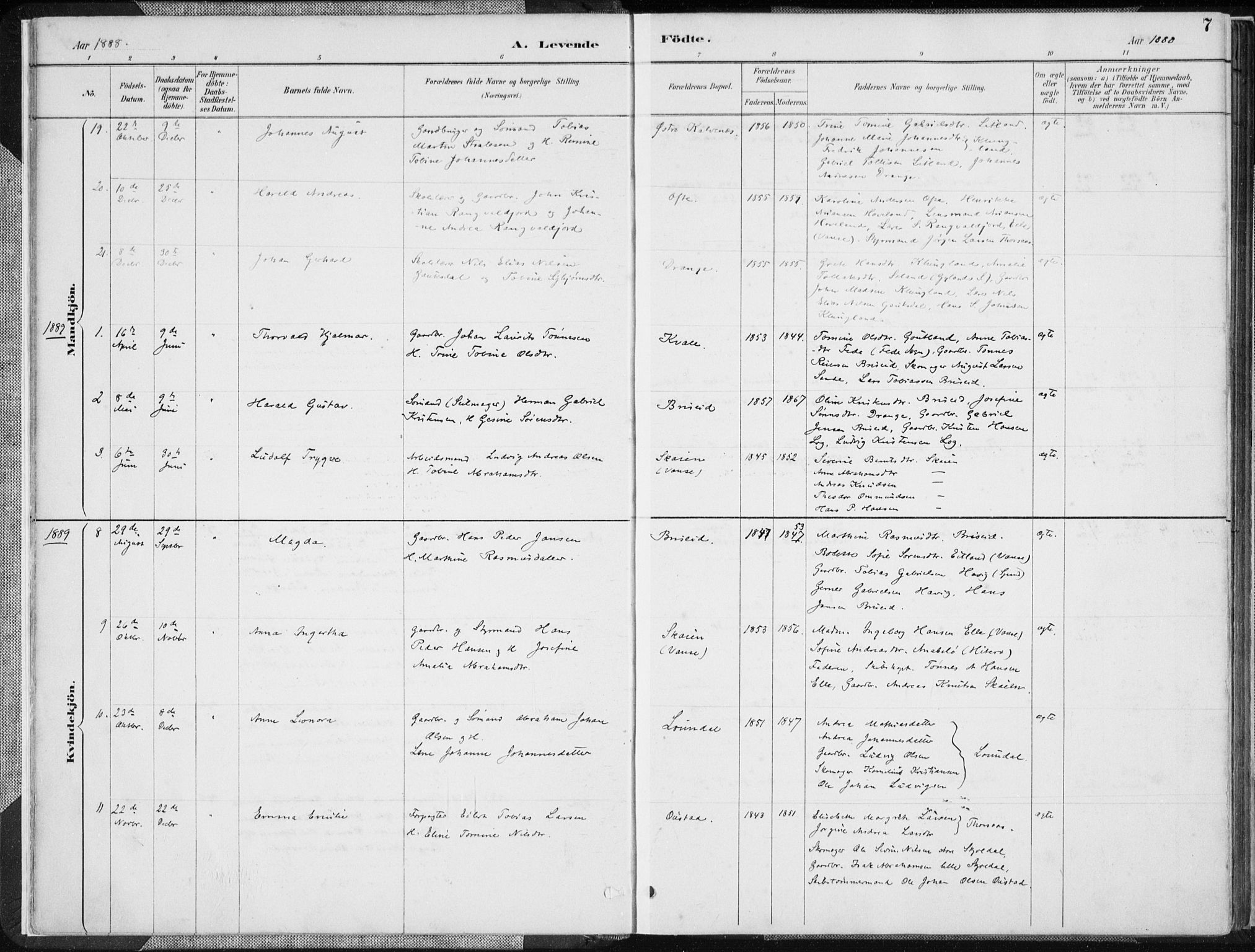 Herad sokneprestkontor, AV/SAK-1111-0018/F/Fa/Faa/L0006: Parish register (official) no. A 6, 1887-1907, p. 7