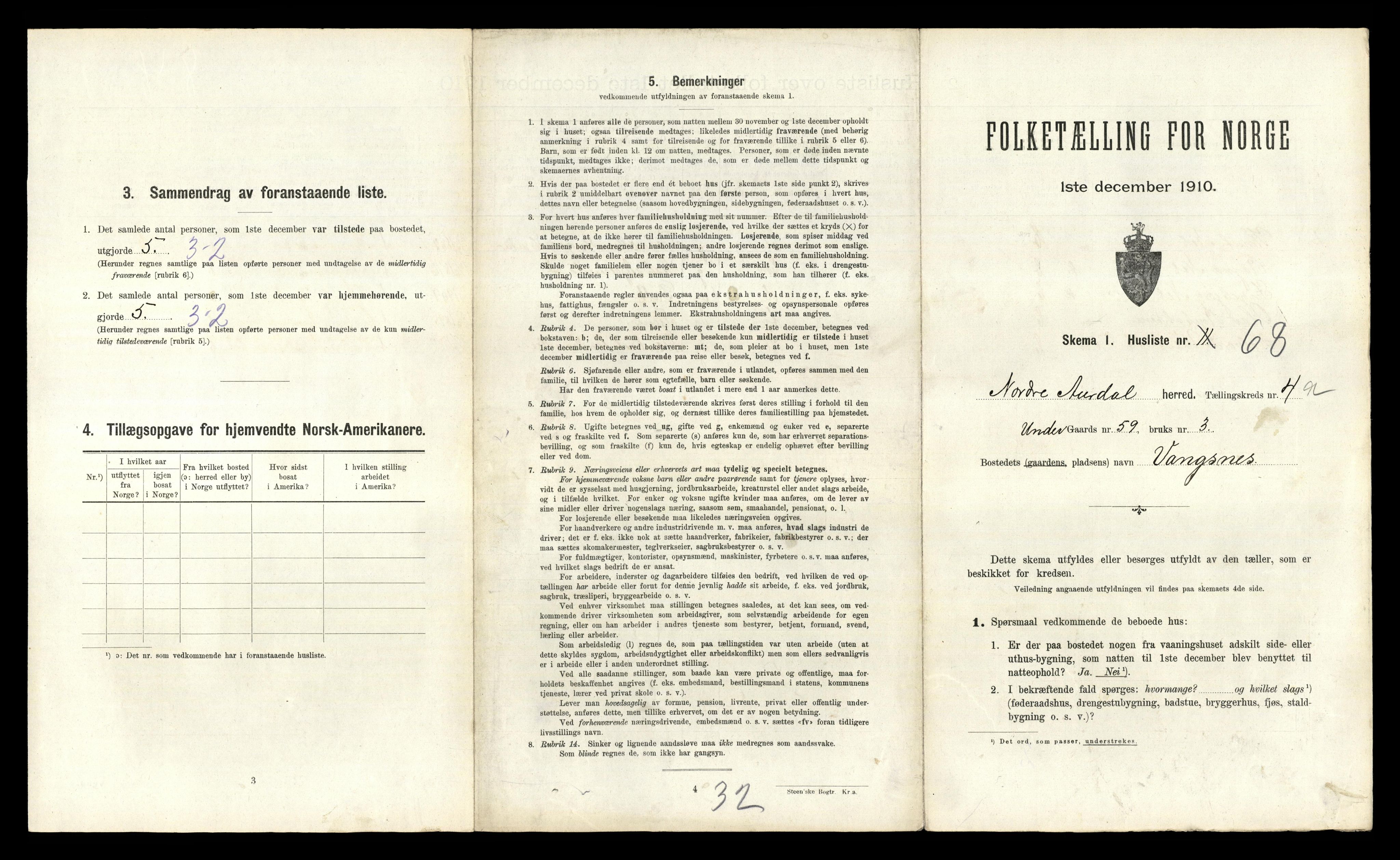 RA, 1910 census for Nord-Aurdal, 1910, p. 727