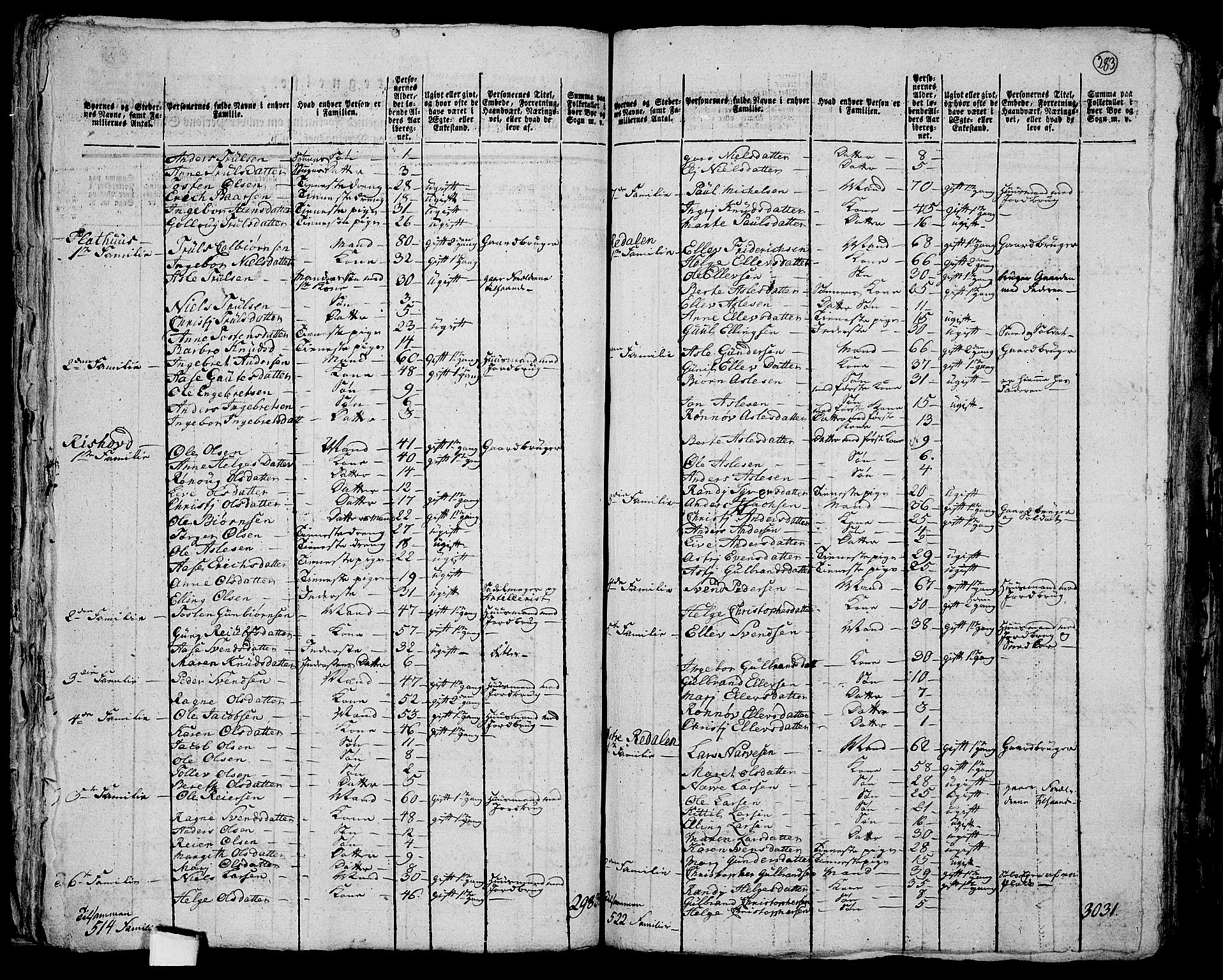 RA, 1801 census for 0621P Sigdal, 1801, p. 282b-283a