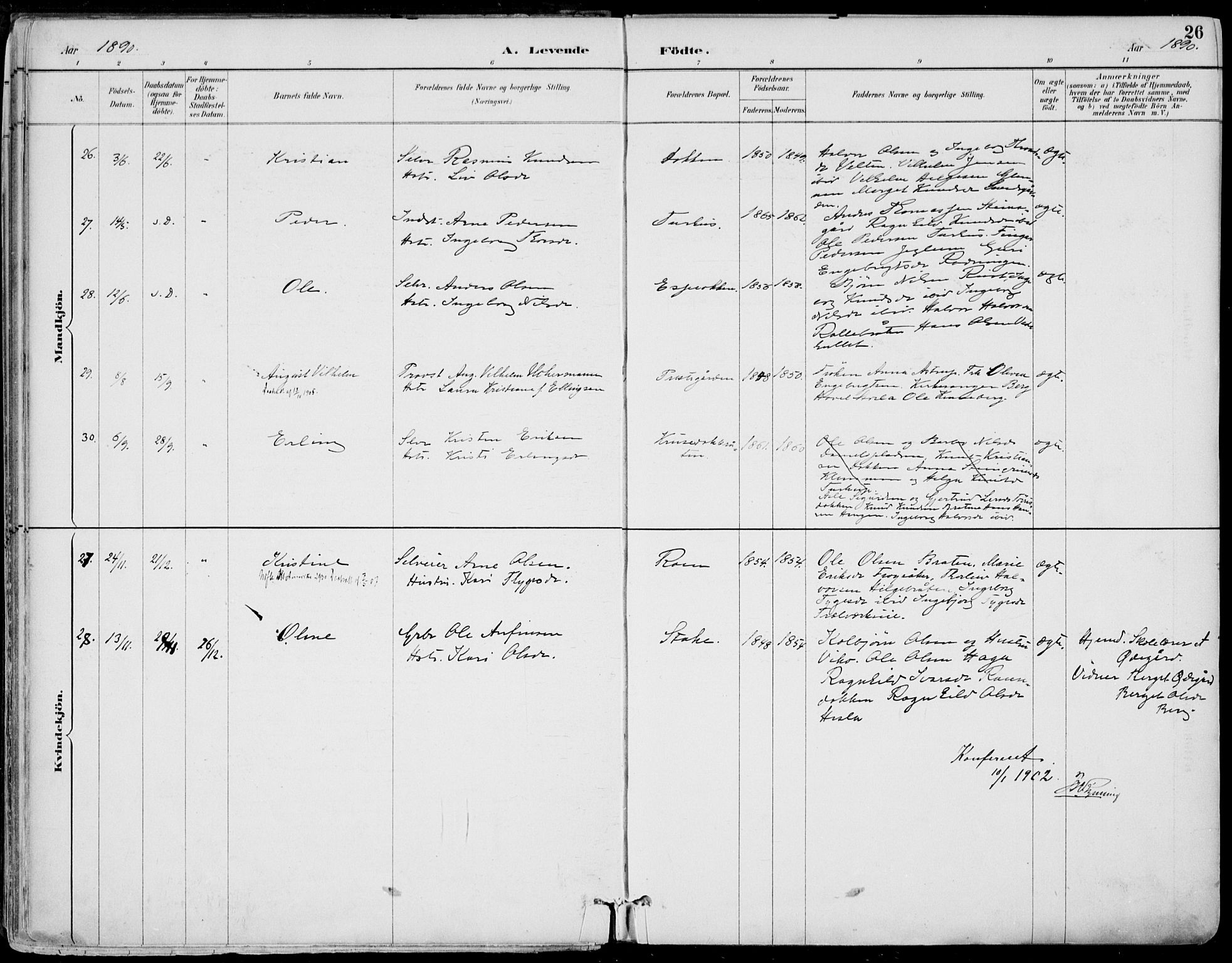 Gol kirkebøker, SAKO/A-226/F/Fa/L0005: Parish register (official) no. I 5, 1887-1900, p. 26