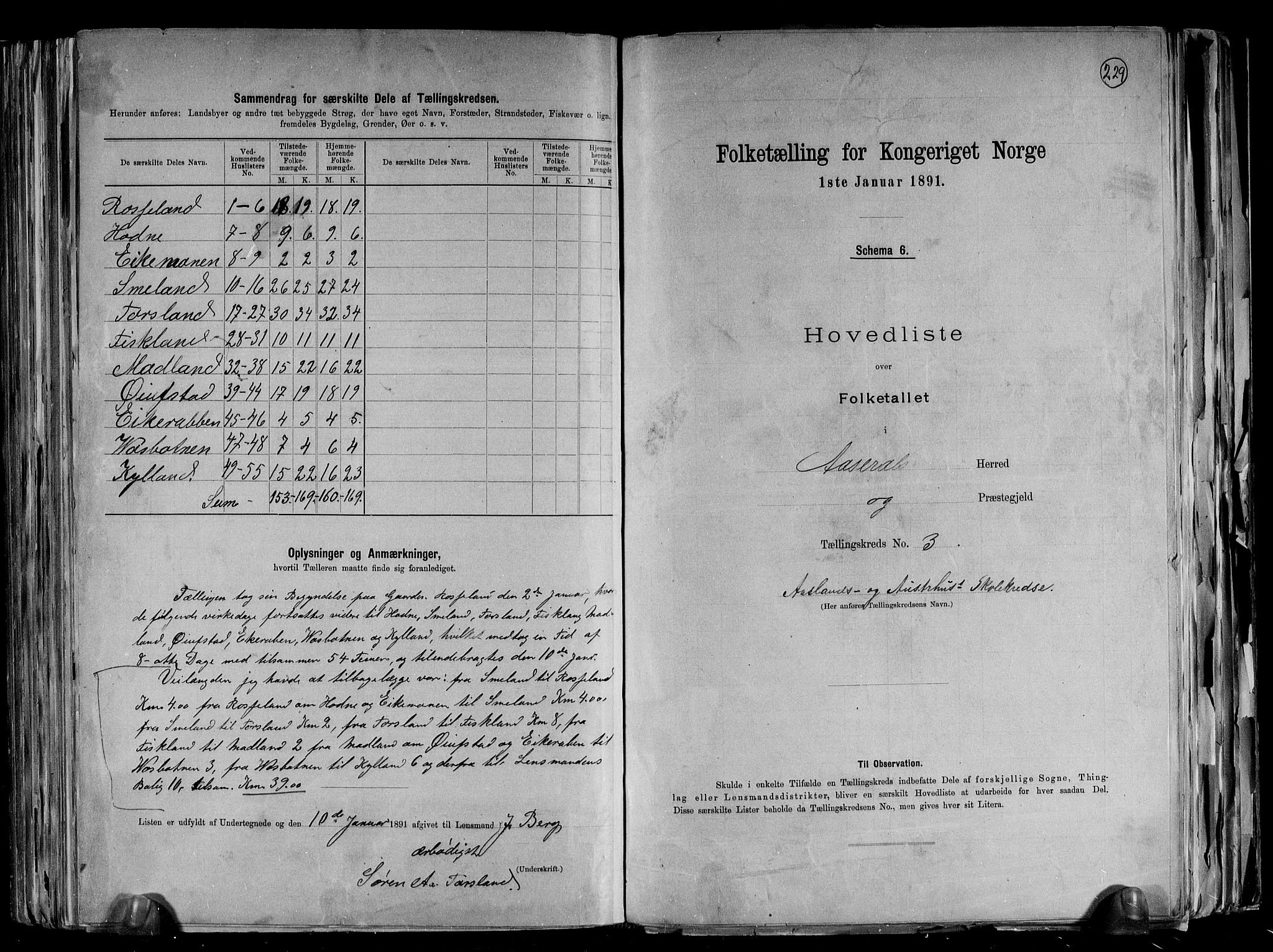 RA, 1891 census for 1026 Åseral, 1891, p. 8