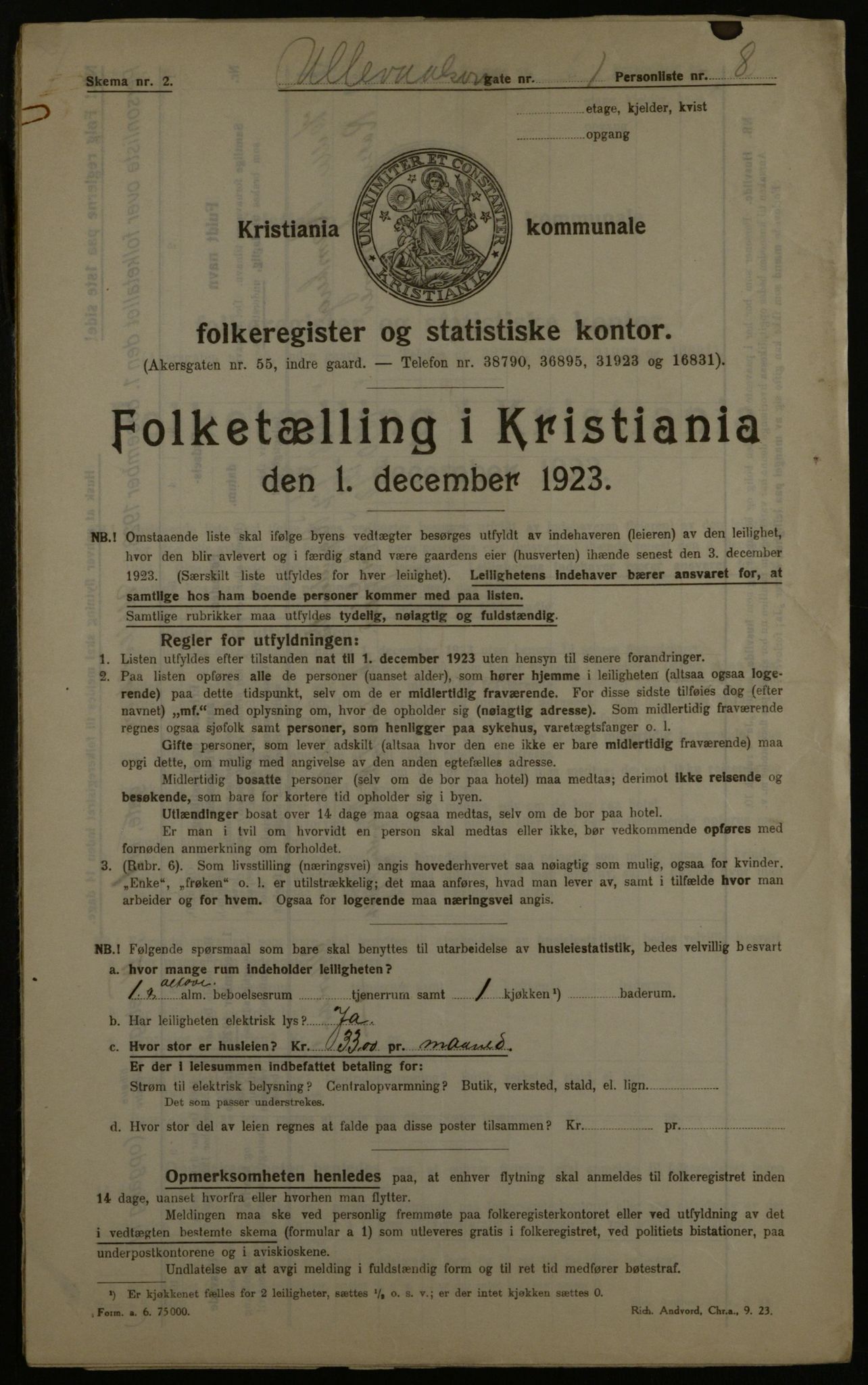 OBA, Municipal Census 1923 for Kristiania, 1923, p. 131329