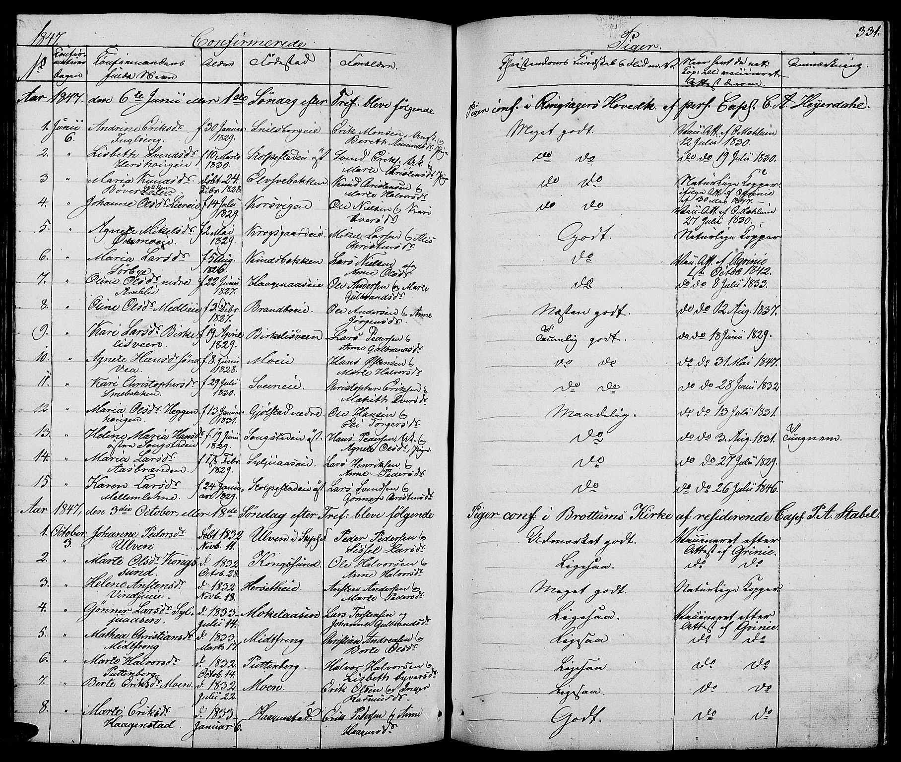 Ringsaker prestekontor, AV/SAH-PREST-014/L/La/L0005: Parish register (copy) no. 5, 1839-1850, p. 331