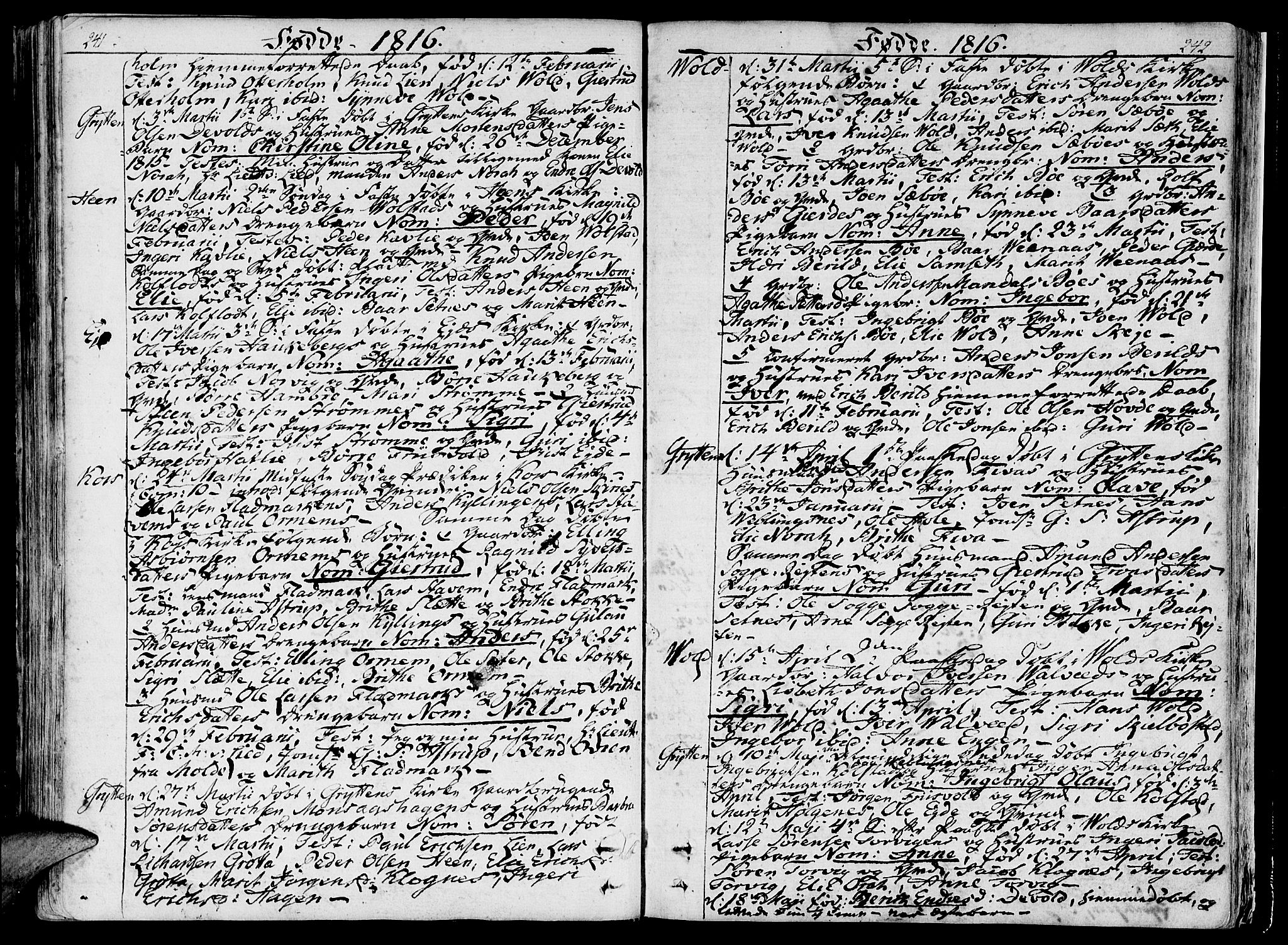 Ministerialprotokoller, klokkerbøker og fødselsregistre - Møre og Romsdal, AV/SAT-A-1454/544/L0570: Parish register (official) no. 544A03, 1807-1817, p. 241-242