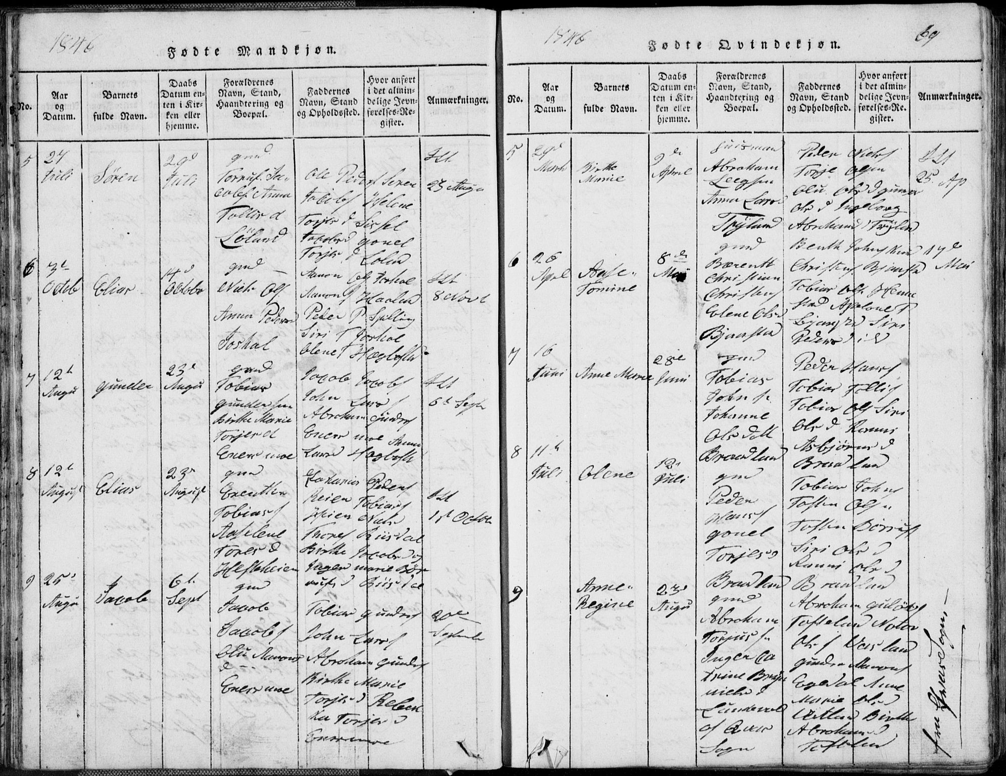 Nord-Audnedal sokneprestkontor, AV/SAK-1111-0032/F/Fb/Fbb/L0001: Parish register (copy) no. B 1, 1816-1858, p. 69