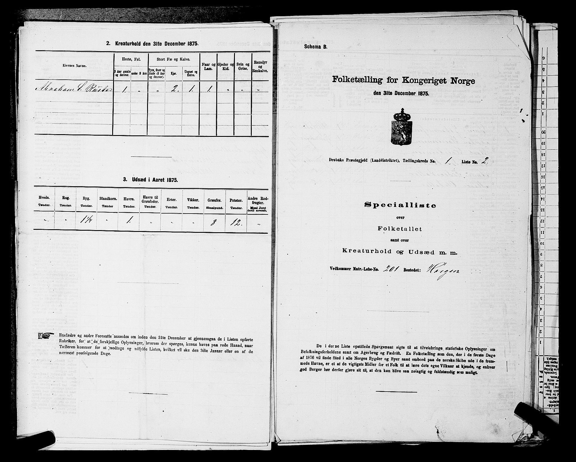 RA, 1875 census for 0215L Drøbak/Frogn, 1875, p. 189