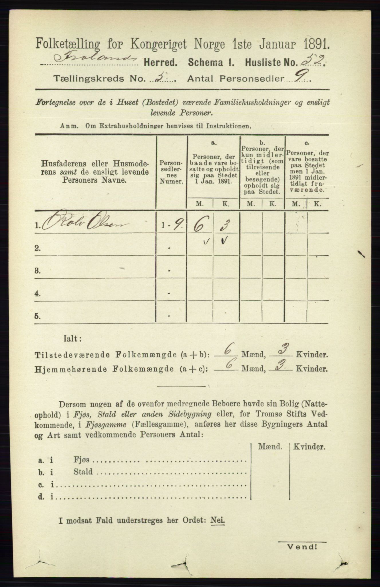 RA, 1891 census for 0919 Froland, 1891, p. 1774