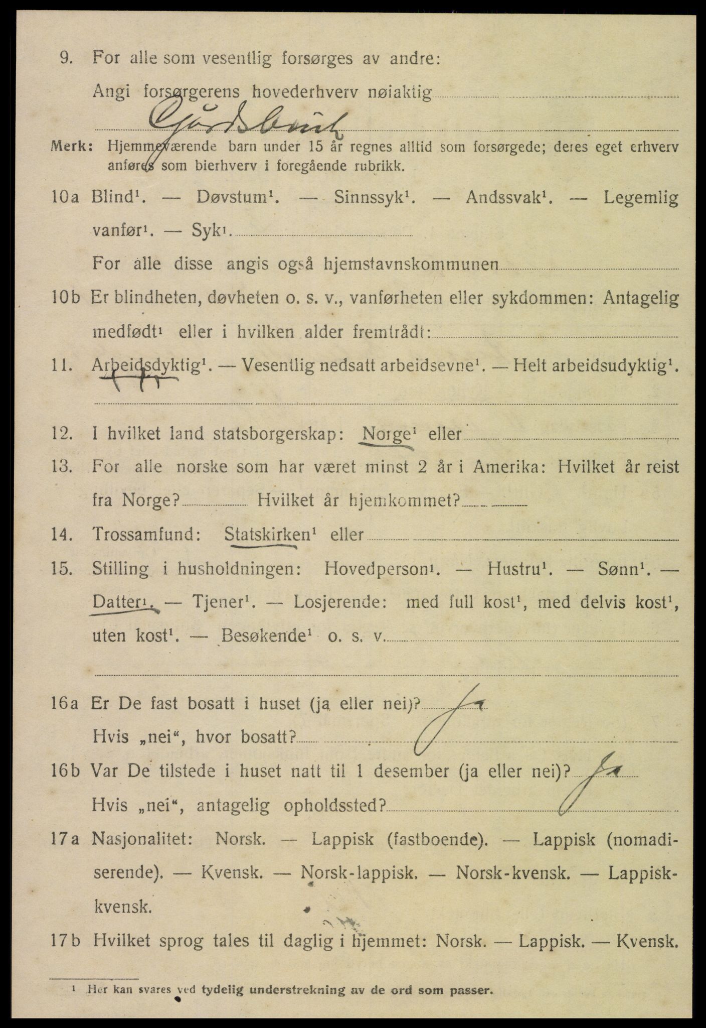 SAT, 1920 census for Frosta, 1920, p. 2339