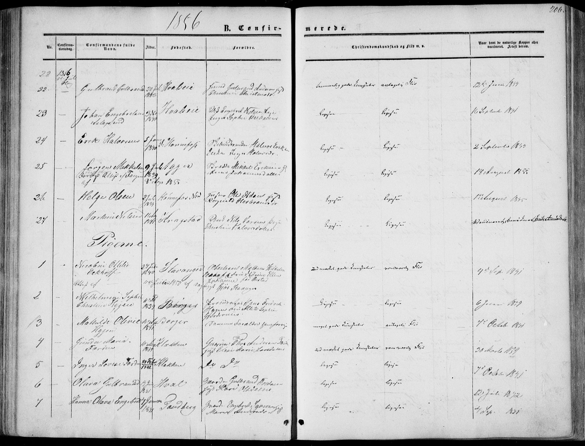 Norderhov kirkebøker, AV/SAKO-A-237/F/Fa/L0012: Parish register (official) no. 12, 1856-1865, p. 206