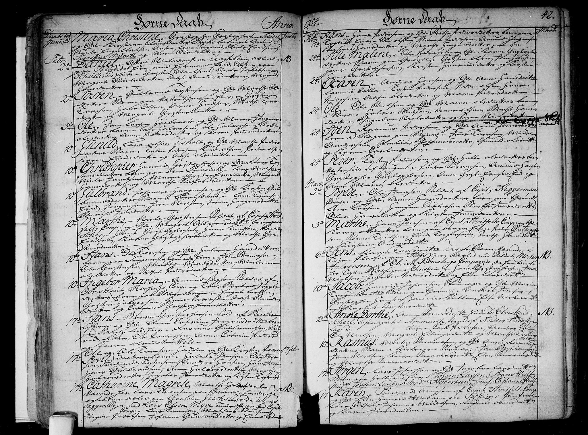 Aker prestekontor kirkebøker, AV/SAO-A-10861/F/L0008: Parish register (official) no. 8, 1749-1765, p. 42