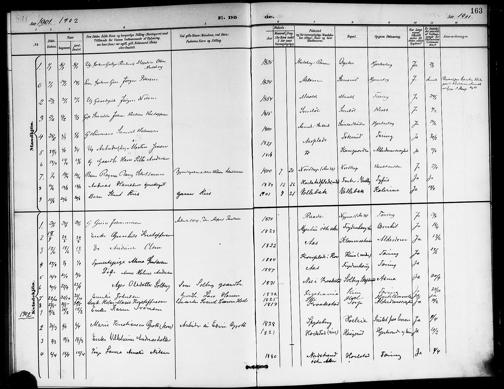 Ås prestekontor Kirkebøker, AV/SAO-A-10894/G/Ga/L0004: Parish register (copy) no. I 4, 1901-1915, p. 163