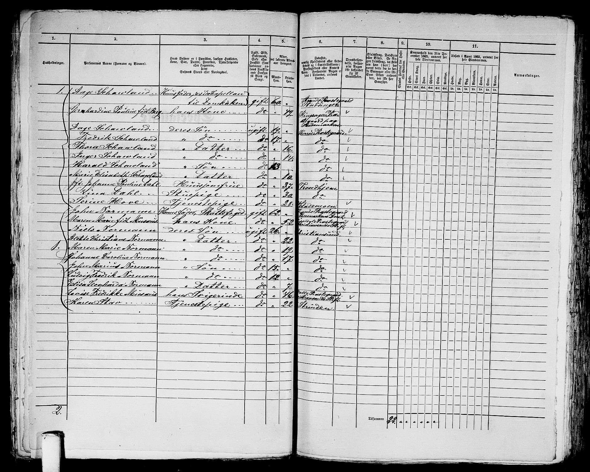 RA, 1865 census for Trondheim, 1865, p. 1215