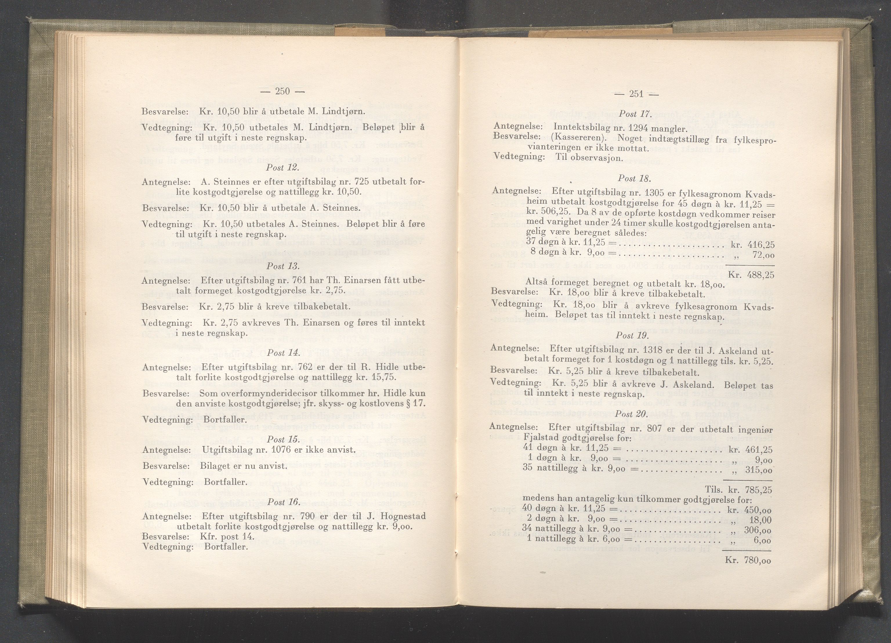Rogaland fylkeskommune - Fylkesrådmannen , IKAR/A-900/A/Aa/Aaa/L0041: Møtebok , 1922, p. 250-251